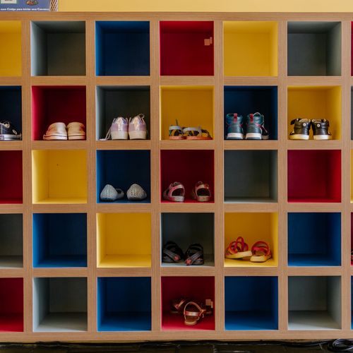Kids' everyday shoes on display