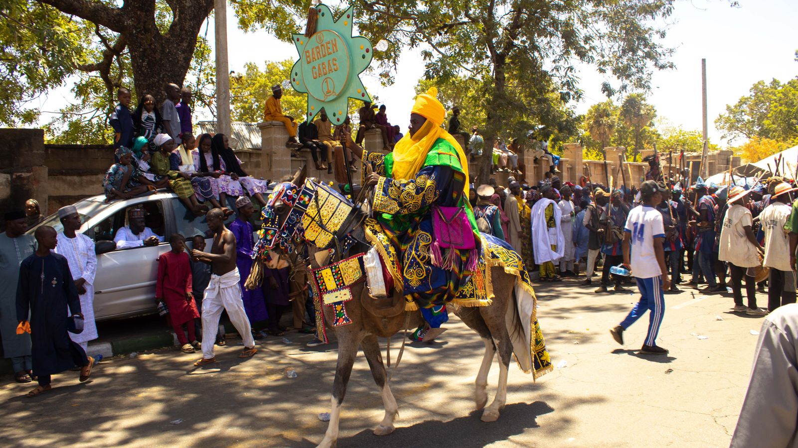 Traditional nigerian horse festival with colorful attire, Guinea-Bissau