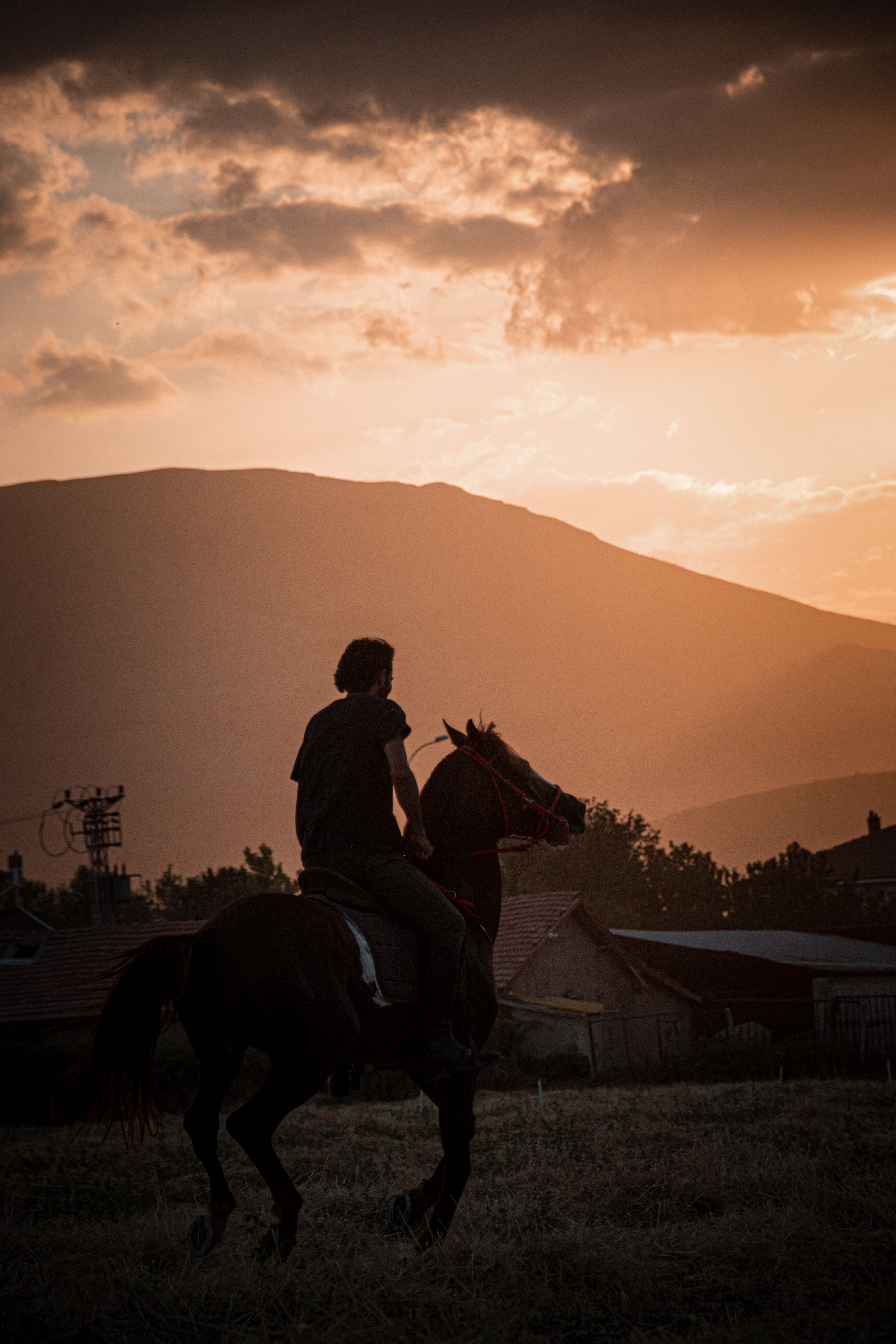 Silhouette of Horse Rider at Sunset in Konya · Free Stock Photo