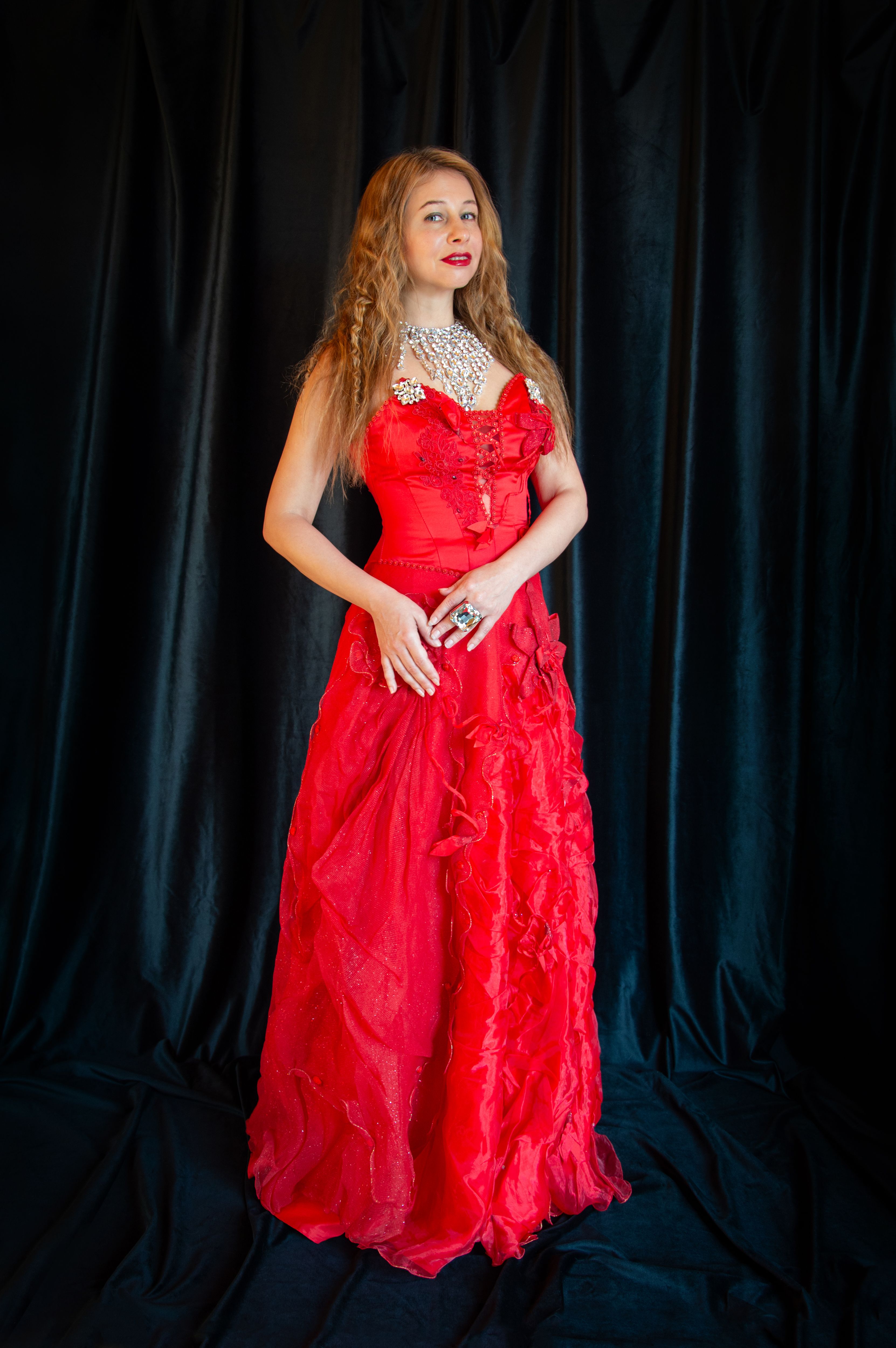 fitted lace wedding dress Scarlet Red Dress– Teuta Matoshi main image 0