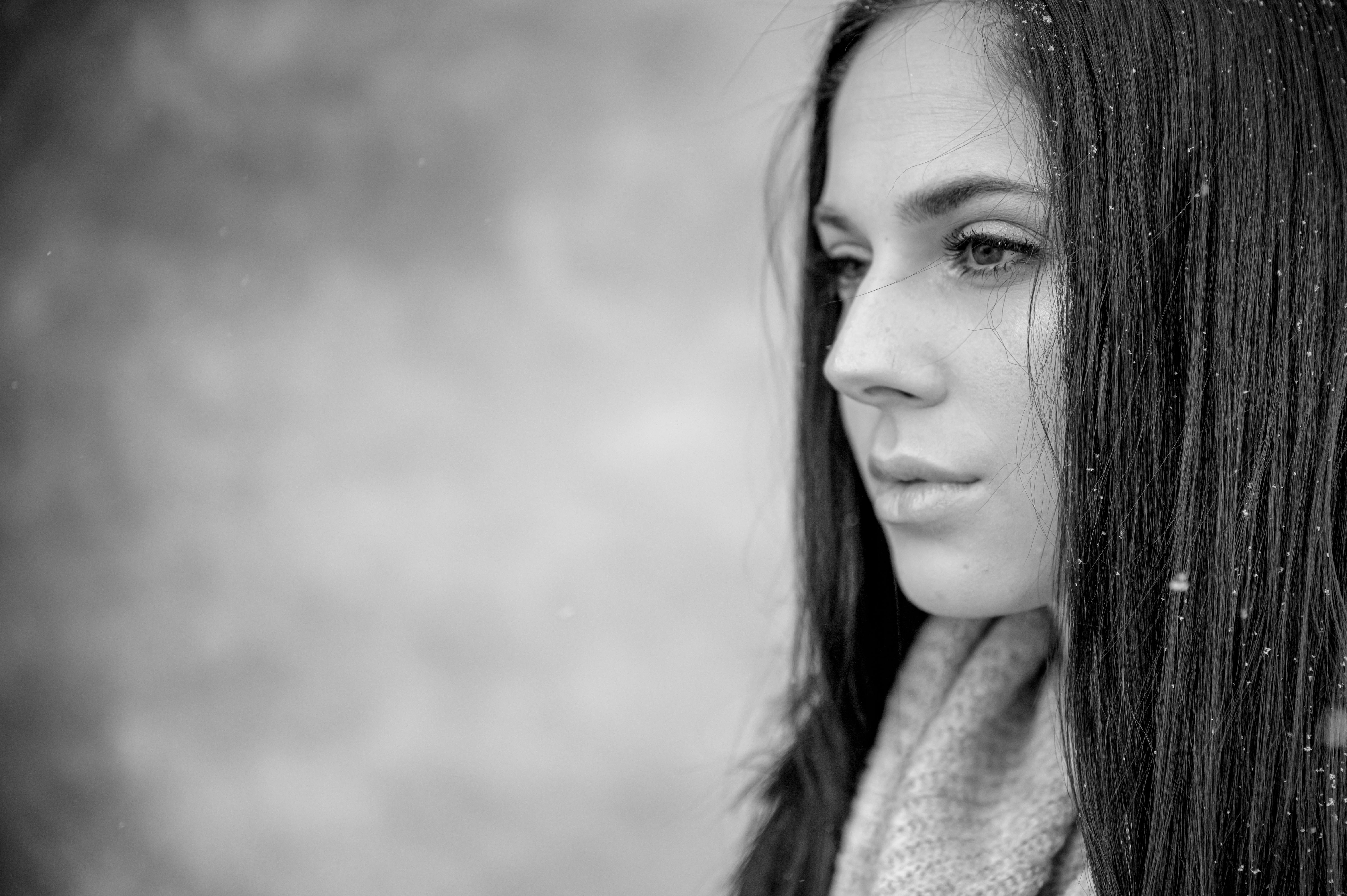 Gray scale Photo of Woman with Long Hair · Free Stock Photo