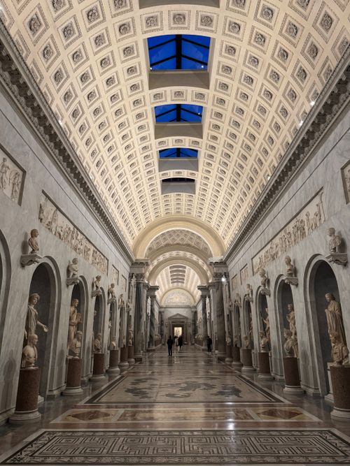 Free Stunning view of the grand hall in the Vatican Museums, showcasing intricate architectural details. Stock Photo