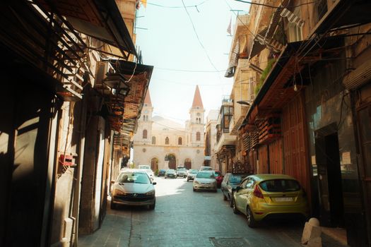 Charming street scene with historic architecture in Aleppo, Syria