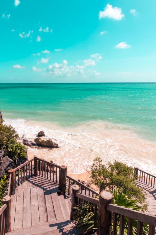 Free Captivating beach view with turquoise waters in Tulum, Mexico, Quintana Roo. Stock Photo