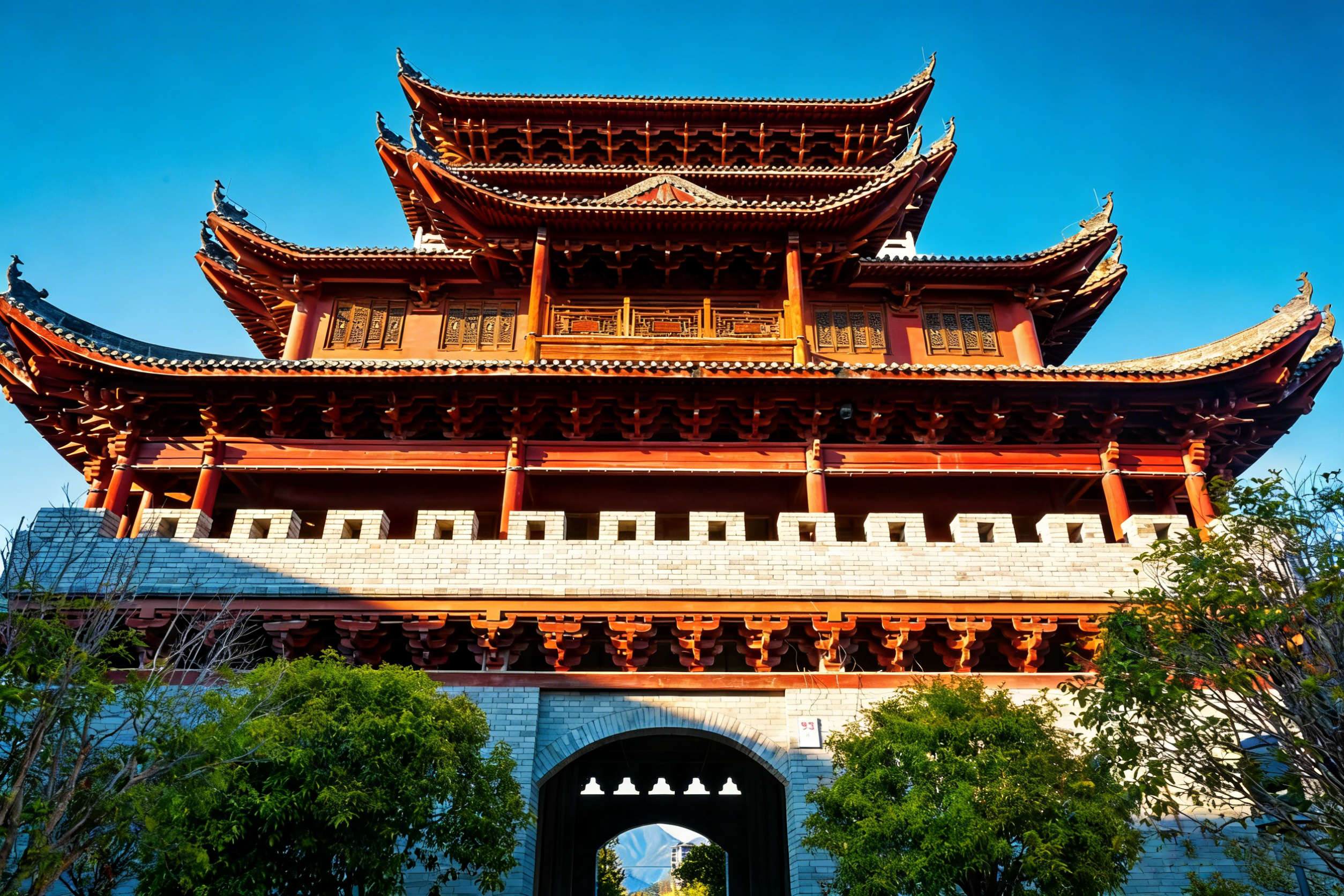 Traditional Asian Architecture with Stone Bridge · Free Stock Photo