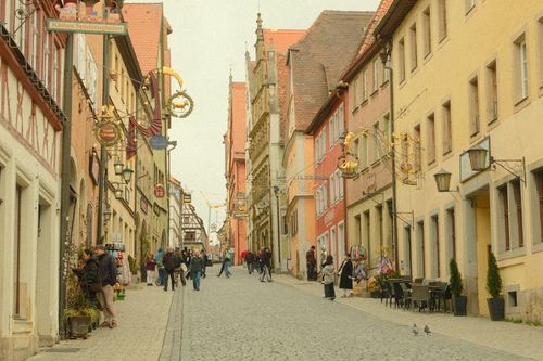 Free Picturesque street view of Rothenburg ob der Tauber, Germany with historic architecture. Stock Photo