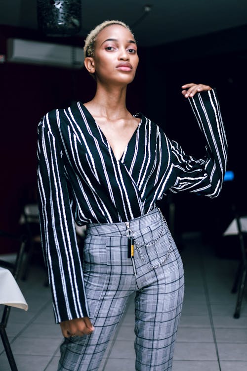 Free Photo Of Woman Wearing Striped Long Sleeves Stock Photo