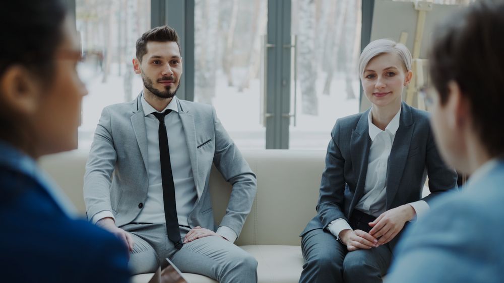 Client and advisor meeting in an office