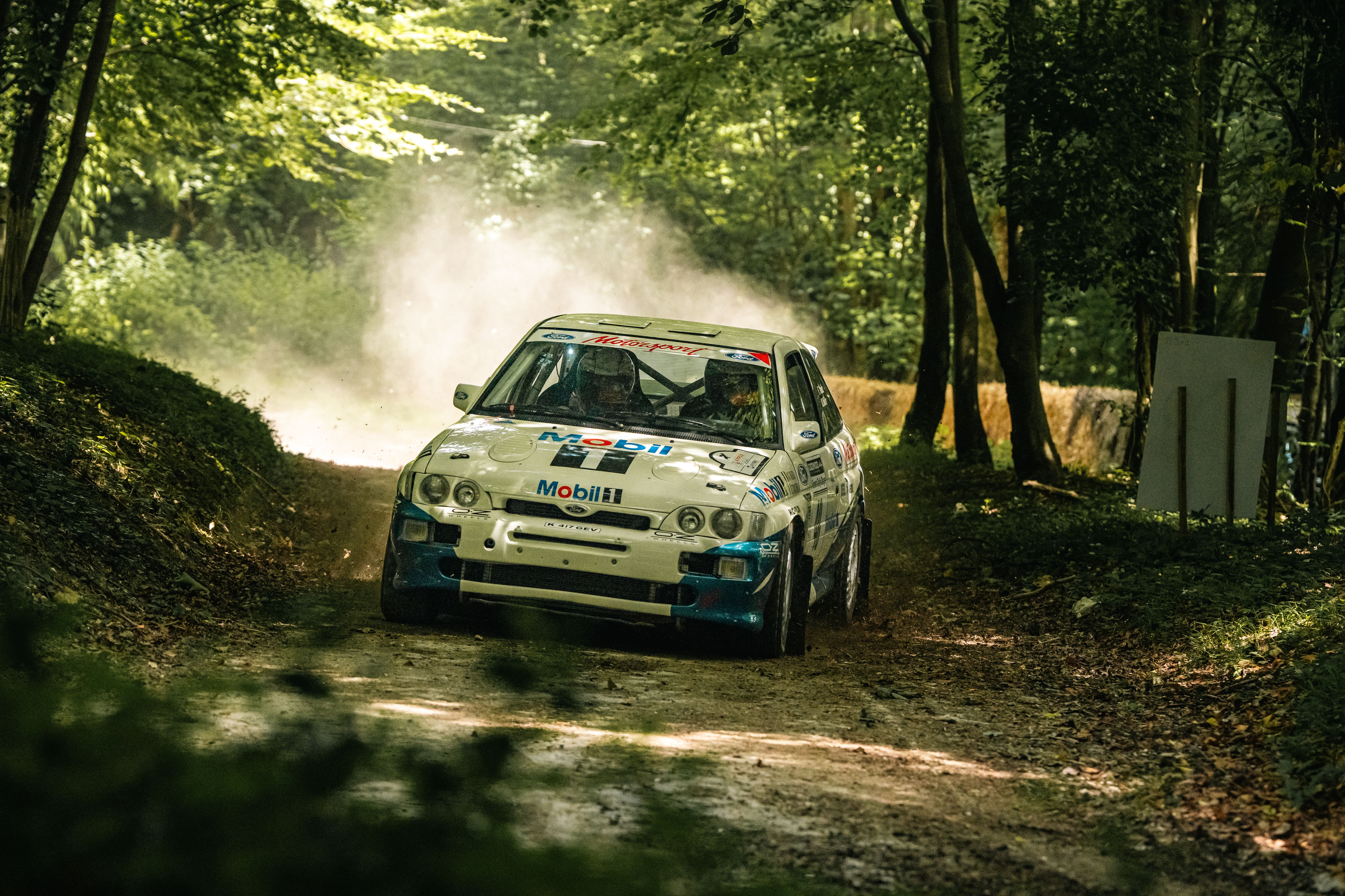 Rally Car Racing Through Woodland Trail in England · Free Stock Photo
