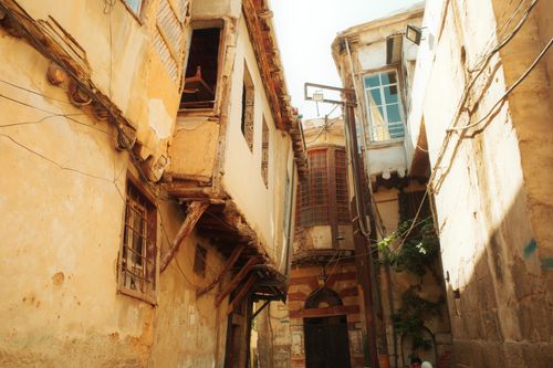 Free Charming old buildings and narrow alleyways in historic Damascus, Syria. Stock Photo
