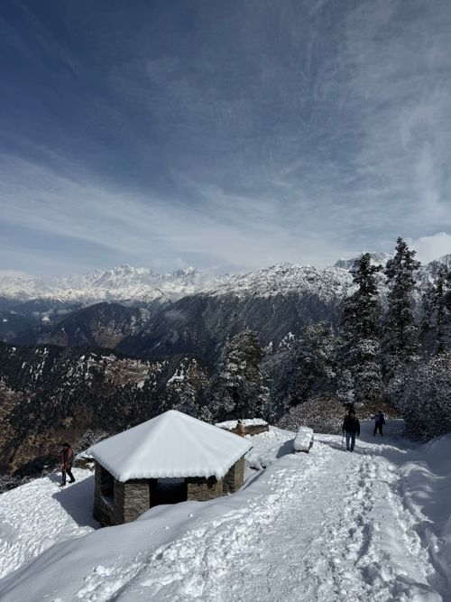 Free Breathtaking view of the snow-covered Himalayas in Himachal Pradesh, showcasing a serene winter landscape. Stock Photo
