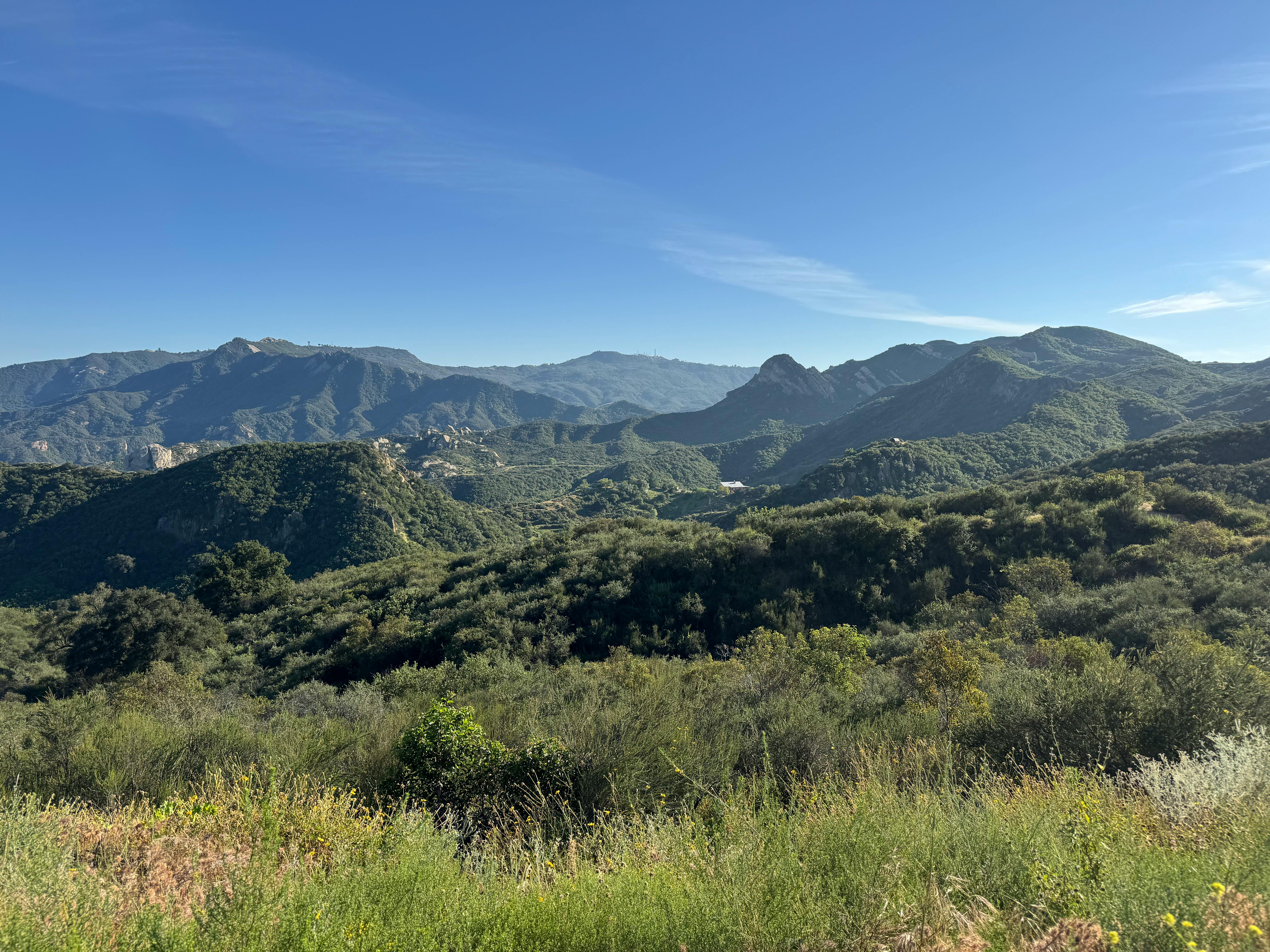 Panoramic view of the Santa Monica Mountains from Malibu Creek State Park, Calabasas, California