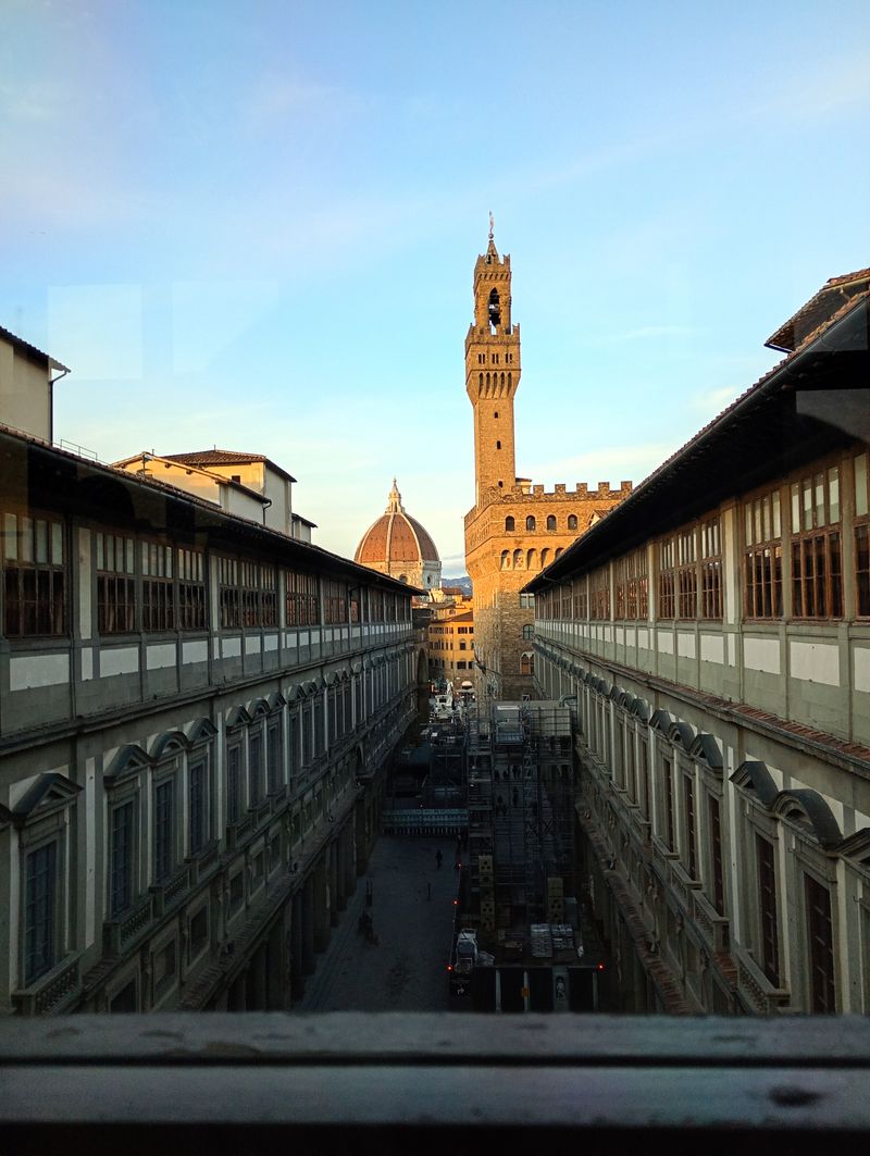 Tower of Palazzo Vecchio rising over Florence seen from the Uffizi