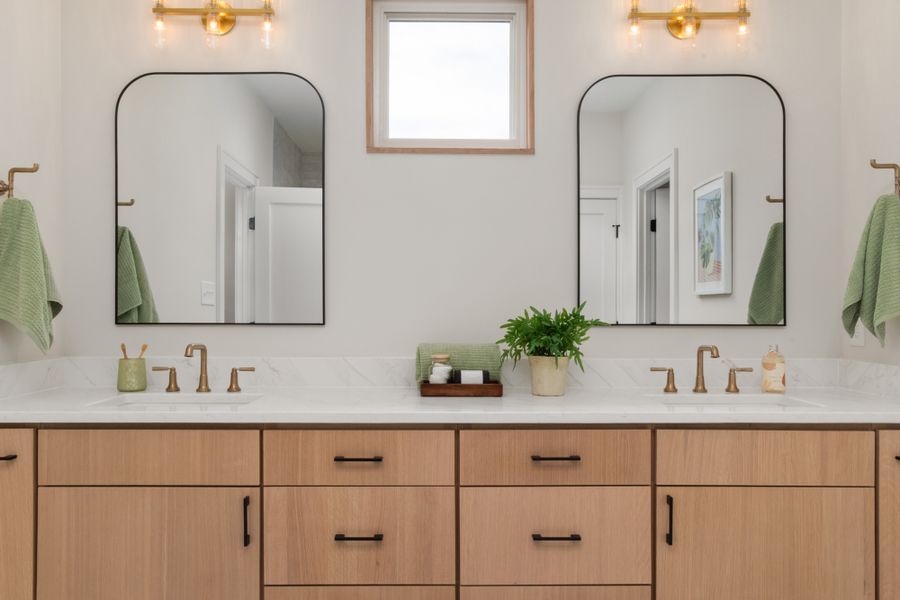 Vanity installation Wildomar CA double sink wood cabinet