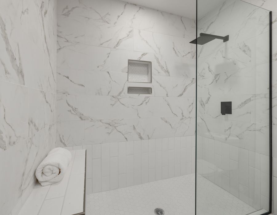 Tub-to-shower conversion with walk-in shower in Upland, CA