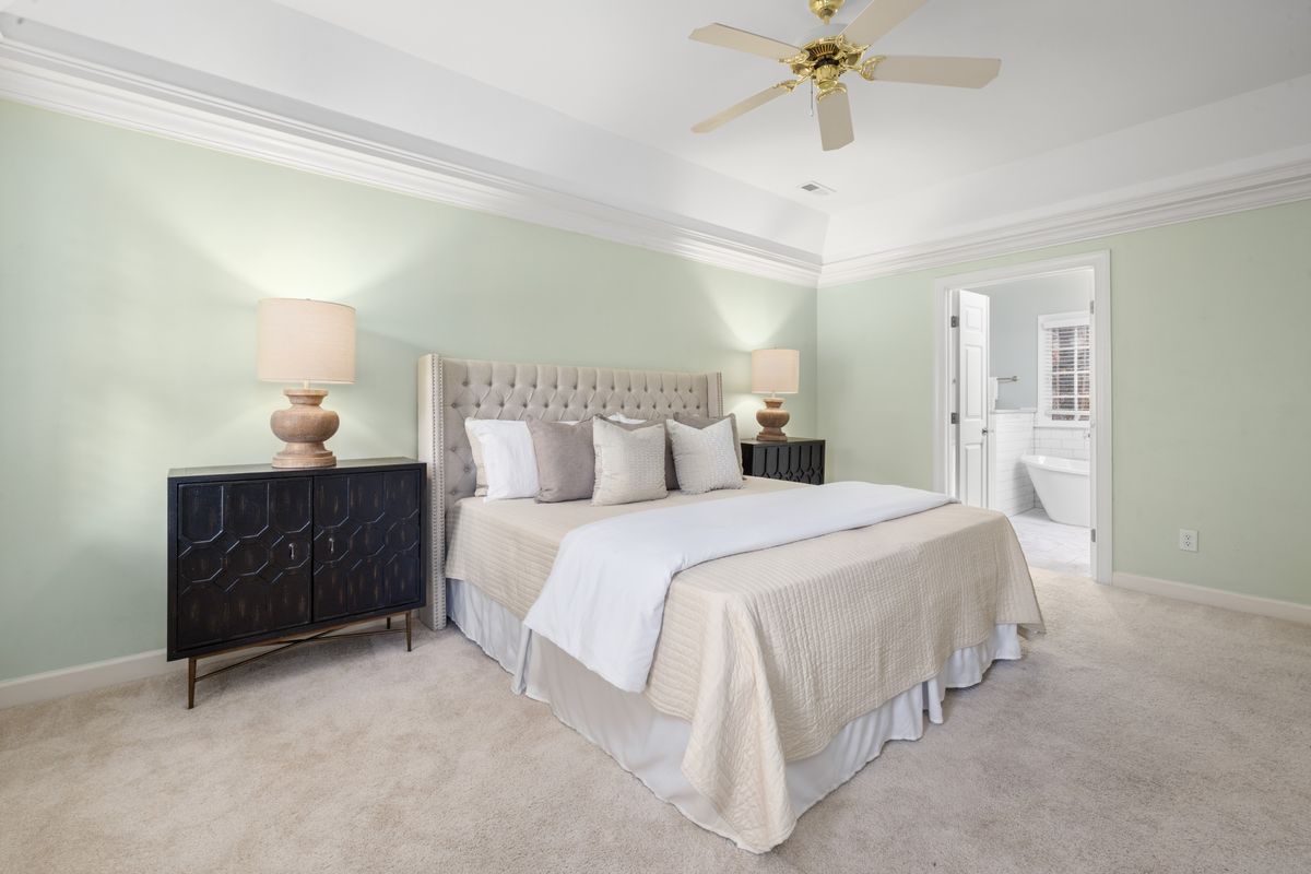 Textured sage green bedroom