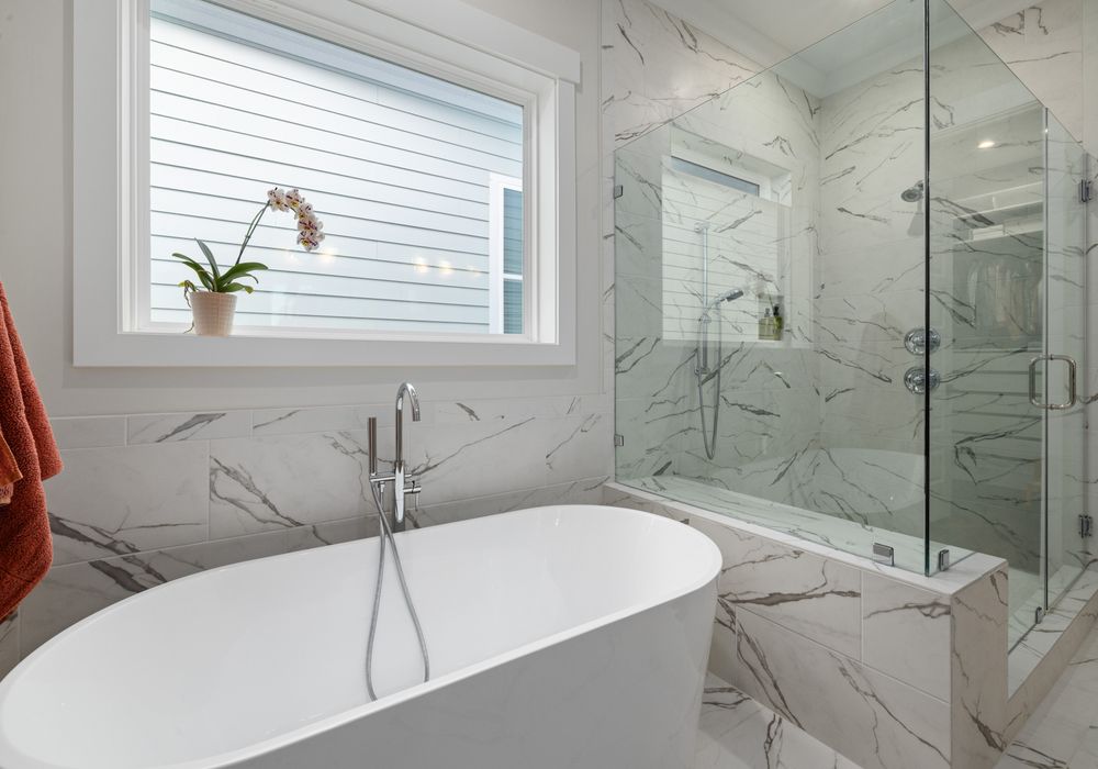 Layered LED bathroom lighting design in Brea remodel