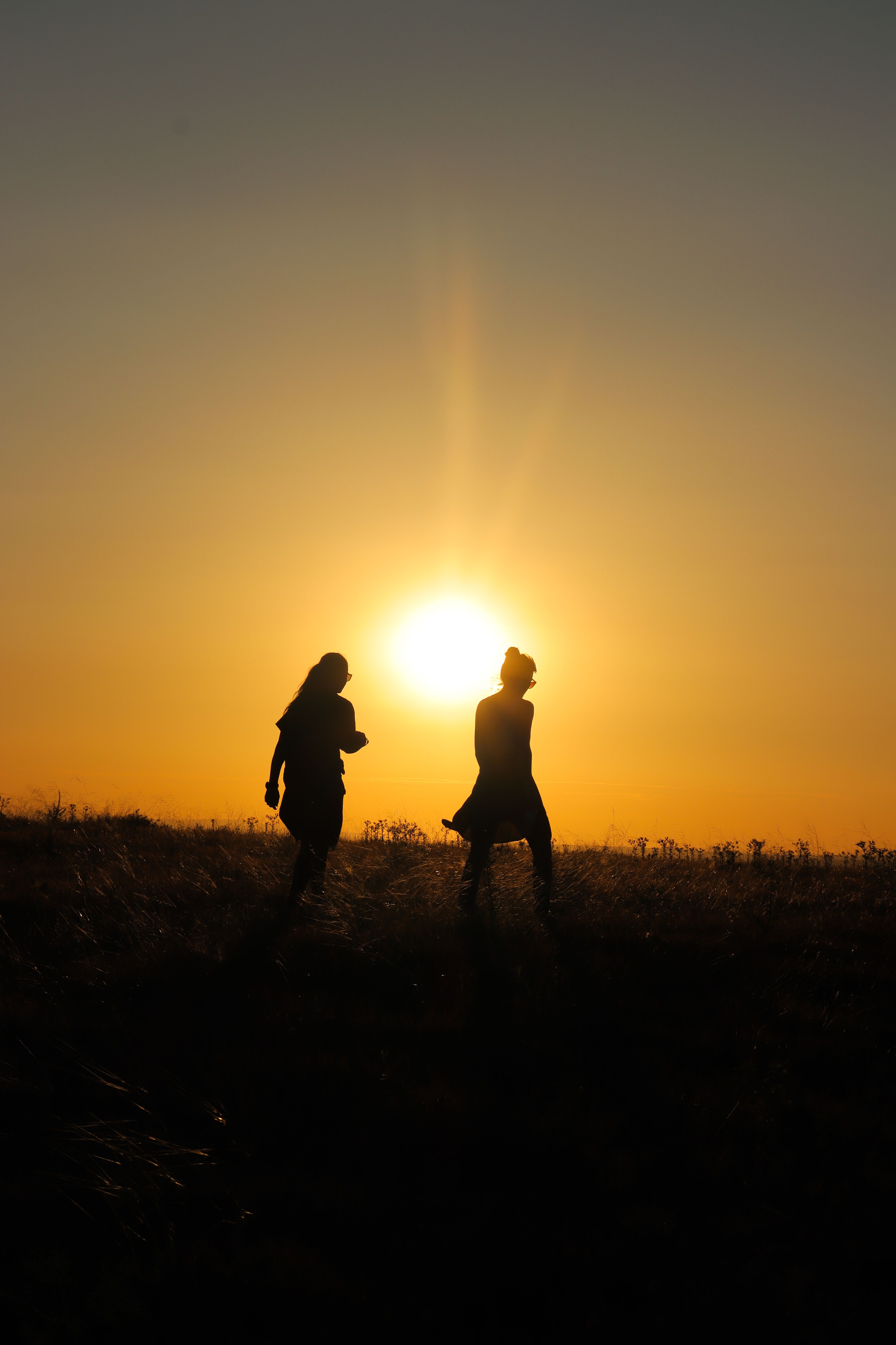 Silhouette of Woman on Field at Sunset · Free Stock Photo