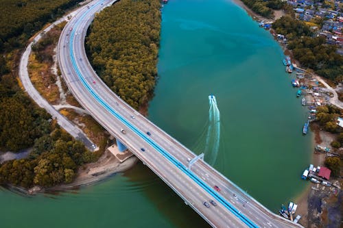 Aerial View of a Bridge over a River