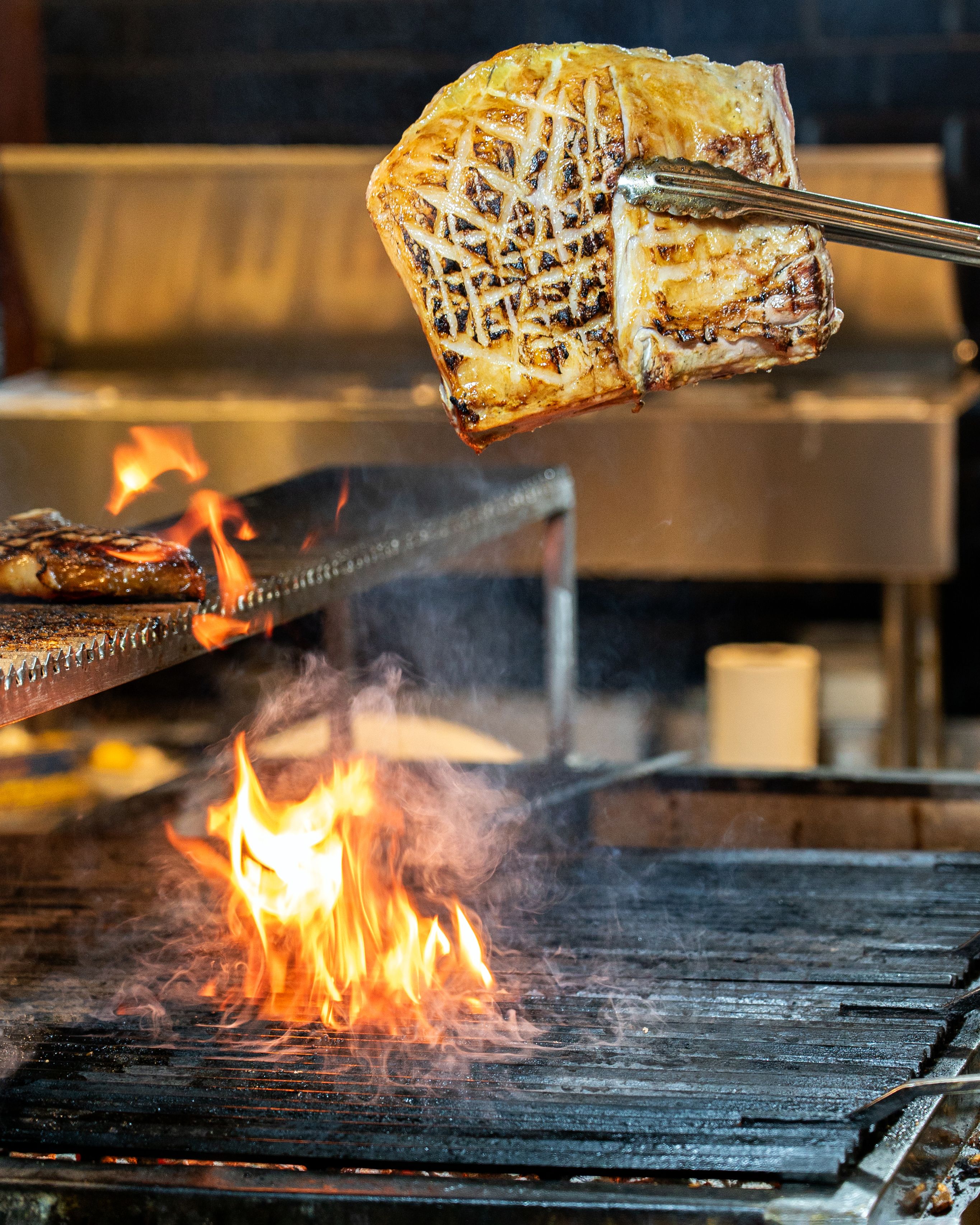Skewered Grilled Elk Chops and Grilled Lemon