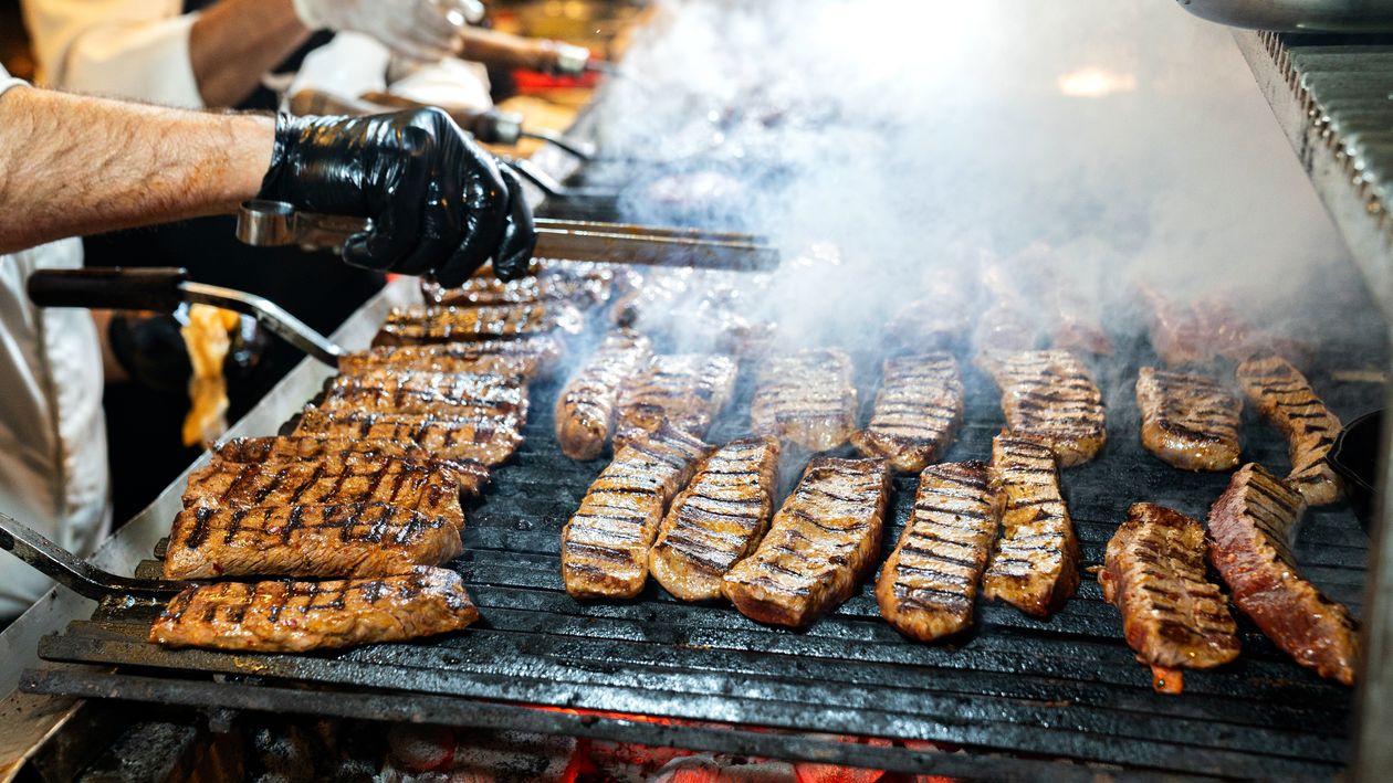 Grilled Steaks on Open Flame Barbecue Grill · Free Stock Photo