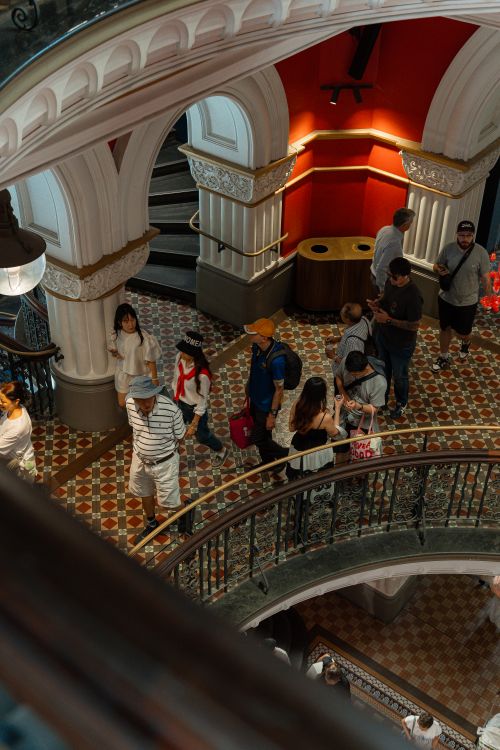 Free Crowd in Queen Victoria Building in Sydney, showcasing elegant architecture and vibrant atmosphere. Stock Photo