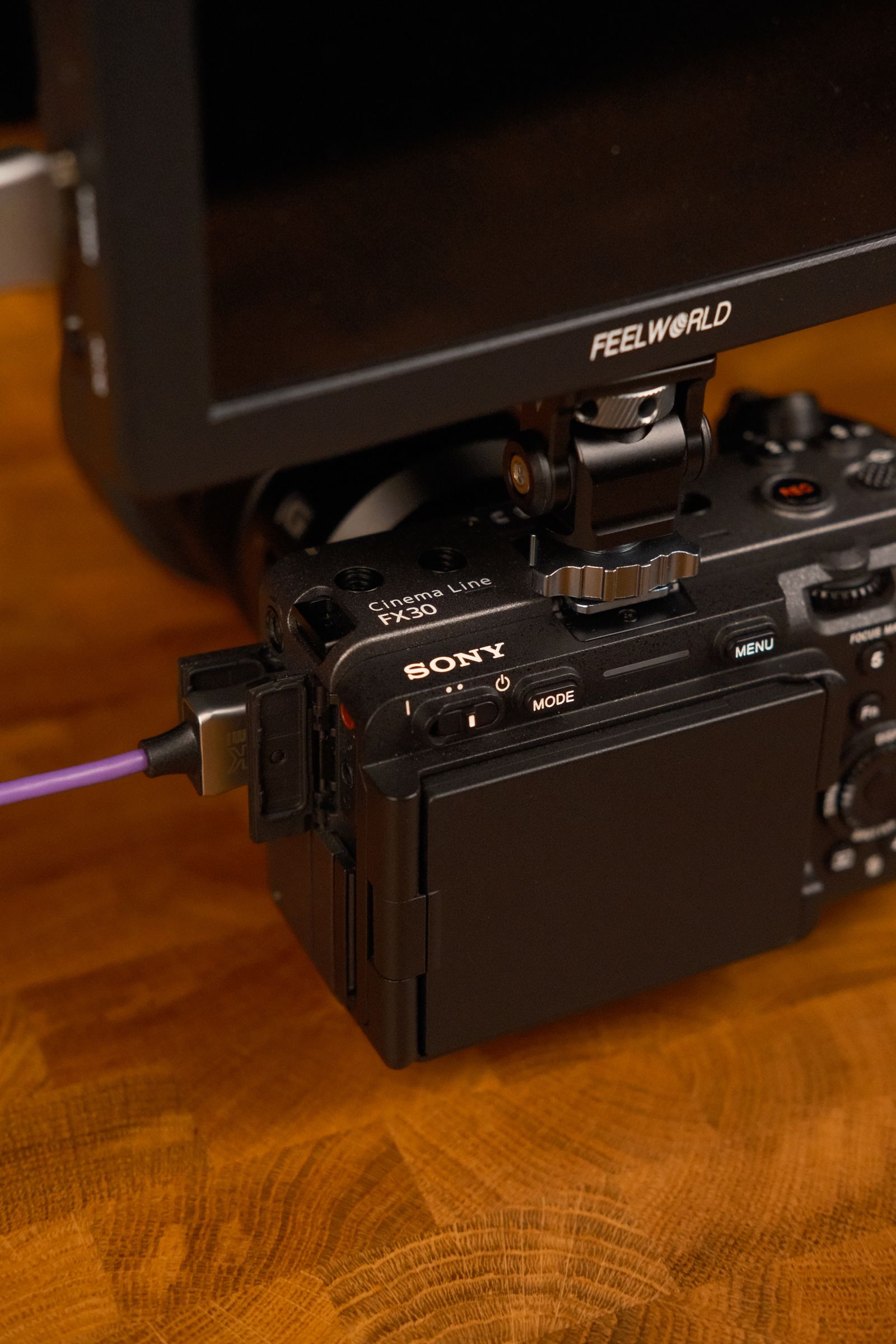 Professional production camera monitor used to evaluate commercial footage