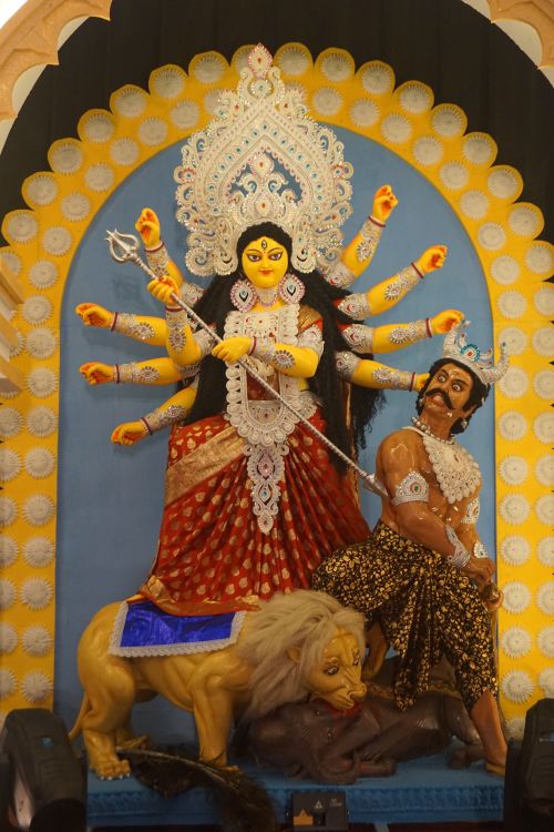 Free A vibrant statue depicting Goddess Durga during Durga Puja in Chattogram, Bangladesh. Stock Photo