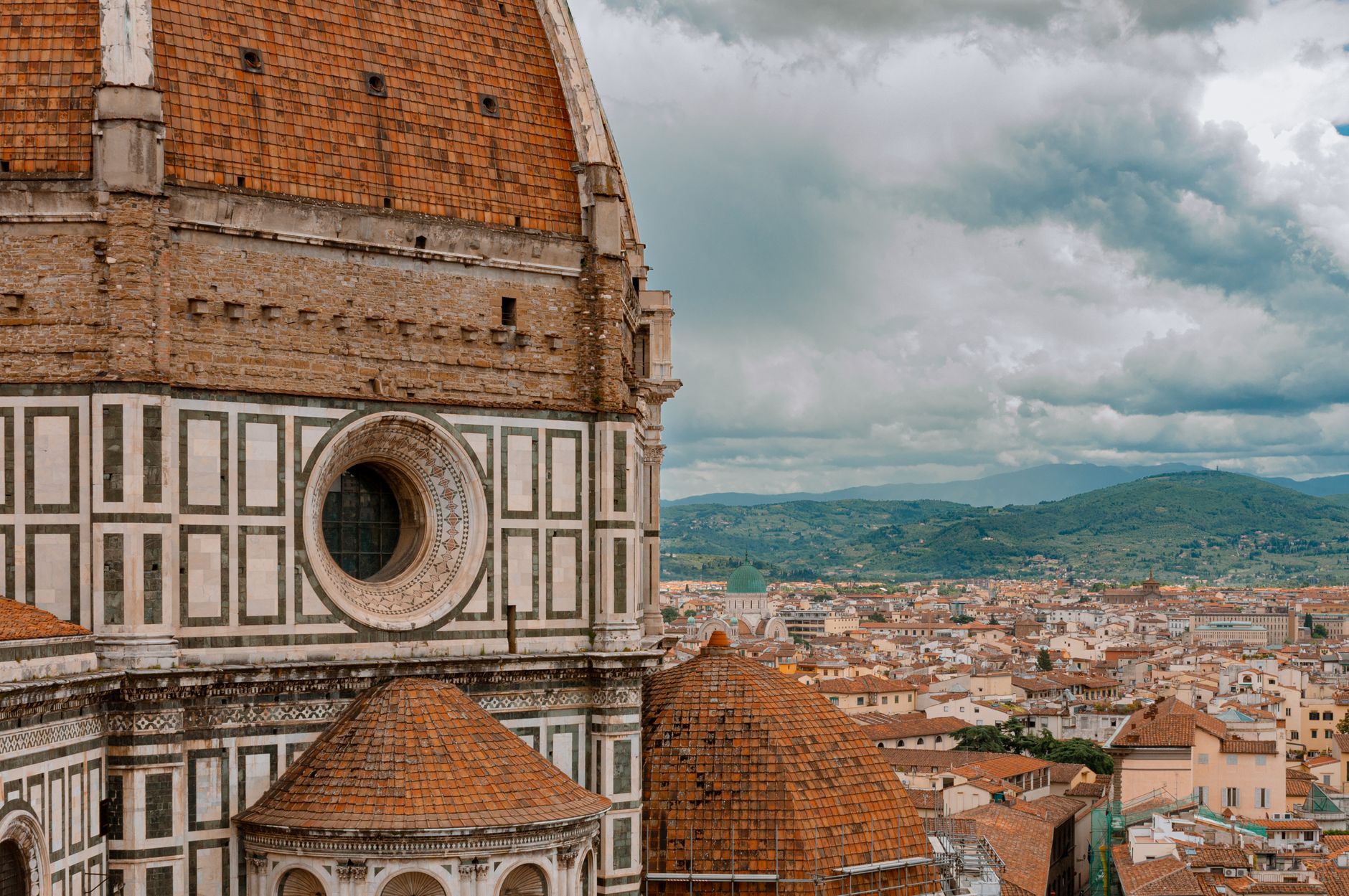 Stunning view of Florence Cathedral's dome and cityscape, capturing Tuscany's architectural splendor.