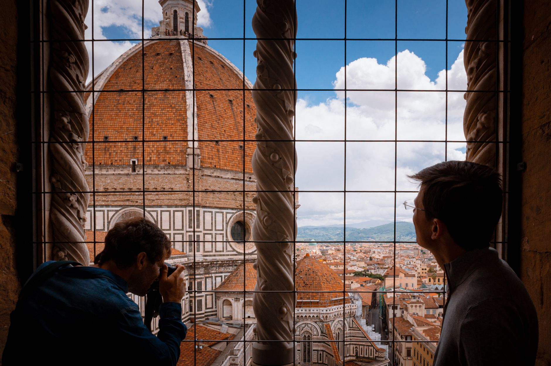 From inside Brunelleschi's dome at 114 metres — Florence's highest viewpoint.