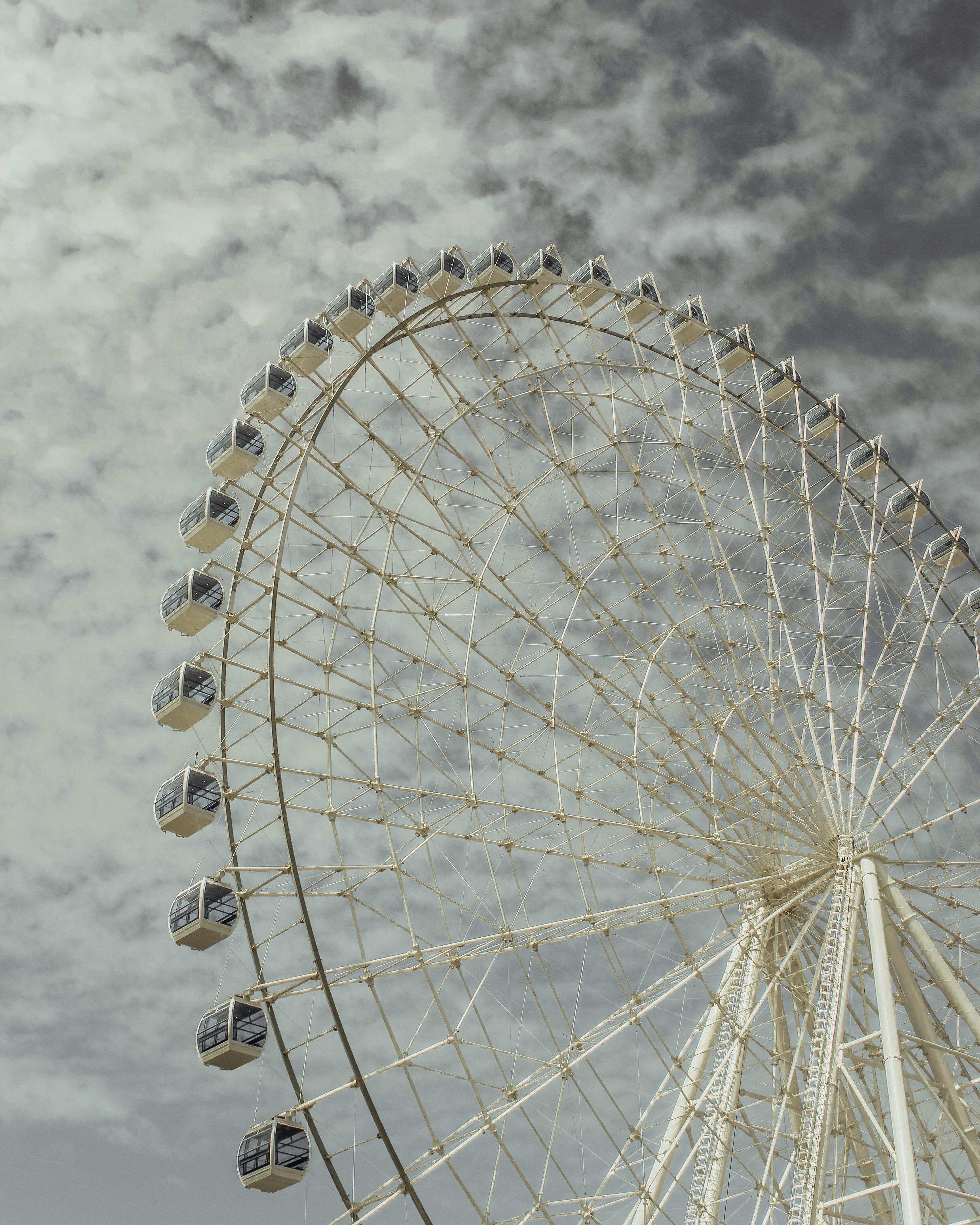 White Giant Ferris Wheel On Low Angle Shot Free Stock Photo