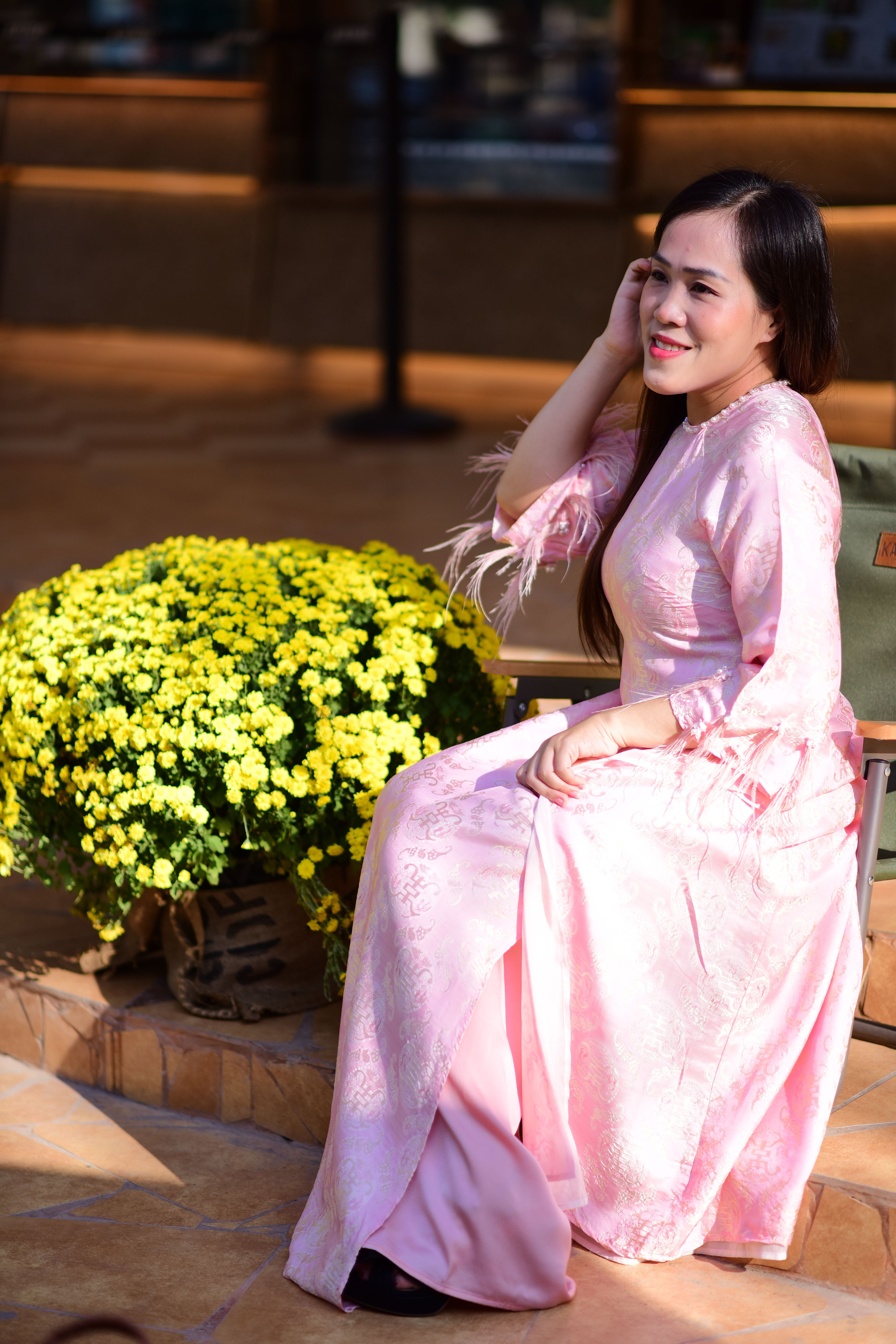 Woman in Traditional Pink Dress with Flowers · Free Stock Photo