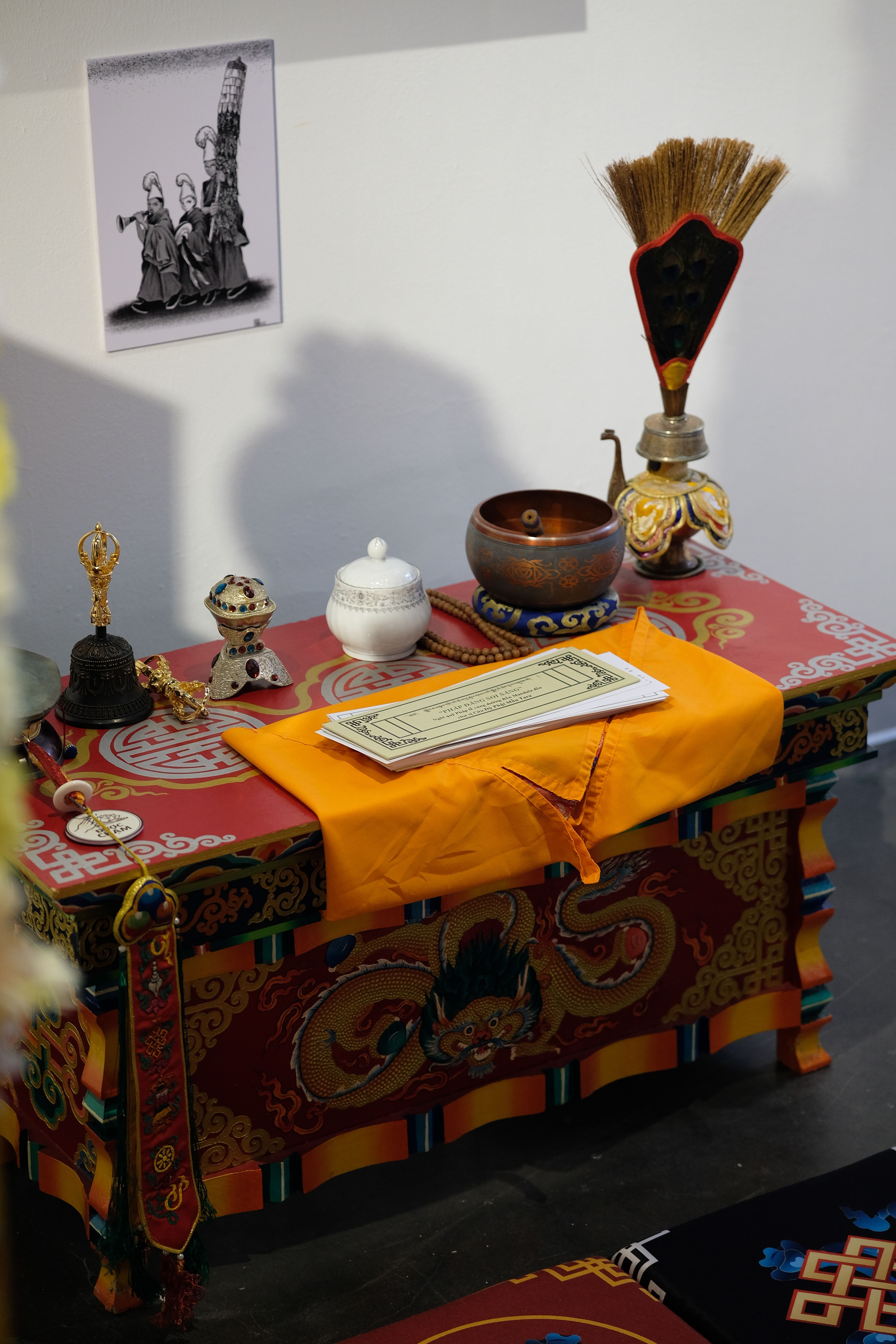Traditional Tibetan Altar with Ritual Items · Free Stock Photo