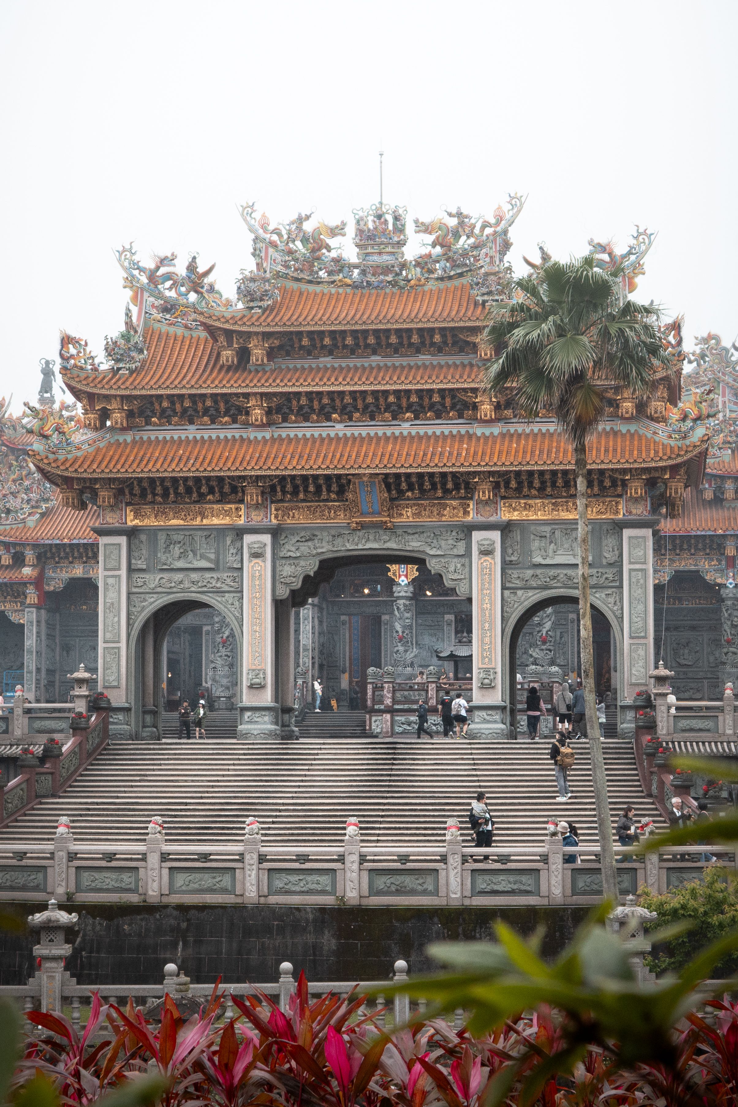 Beautiful view of an ornate temple in New Taipei City, Taiwan, showcasing traditional architecture.