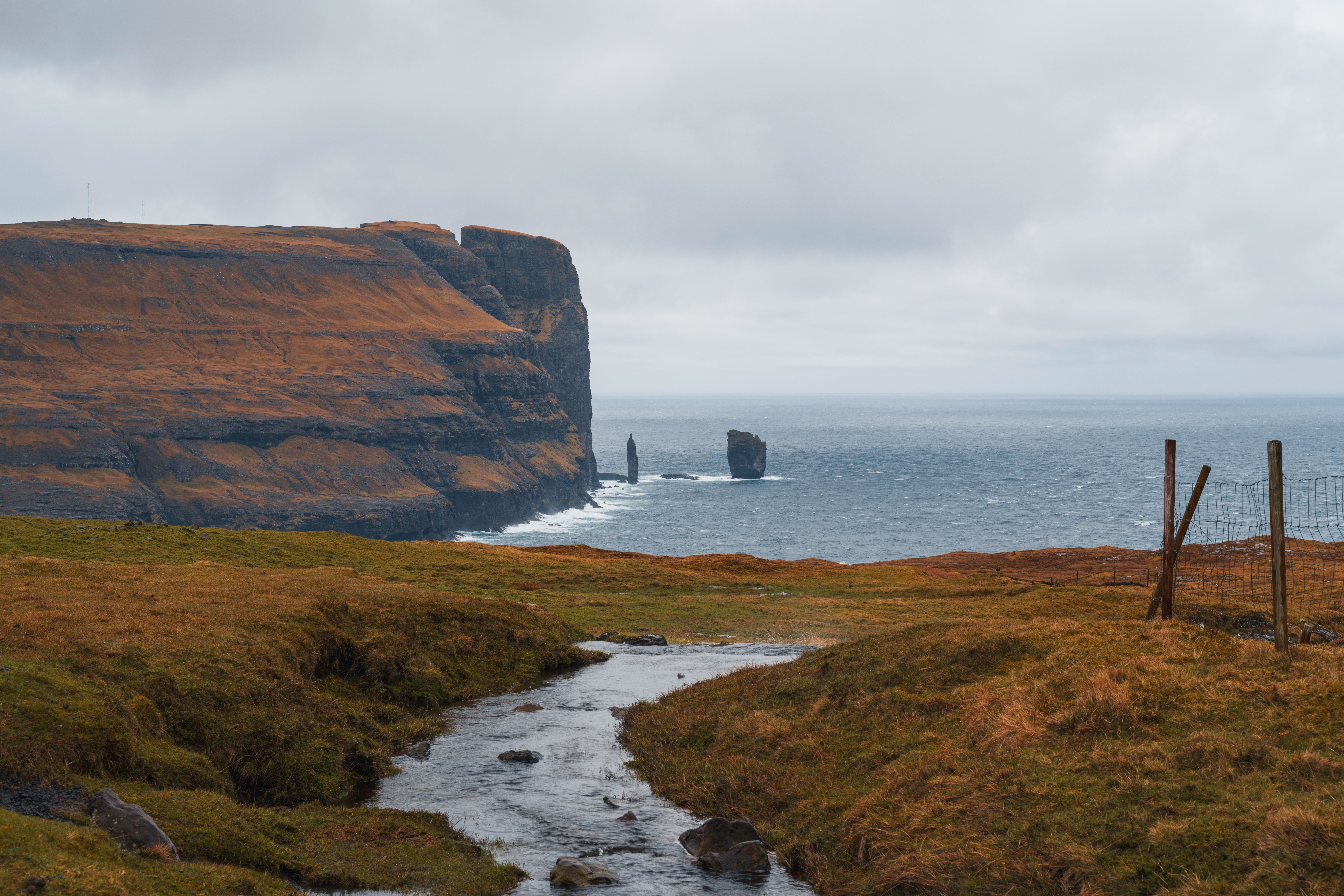 Explore the stunning cliffs and ocean views of the Faroe Islands with this captivating coastal scene.