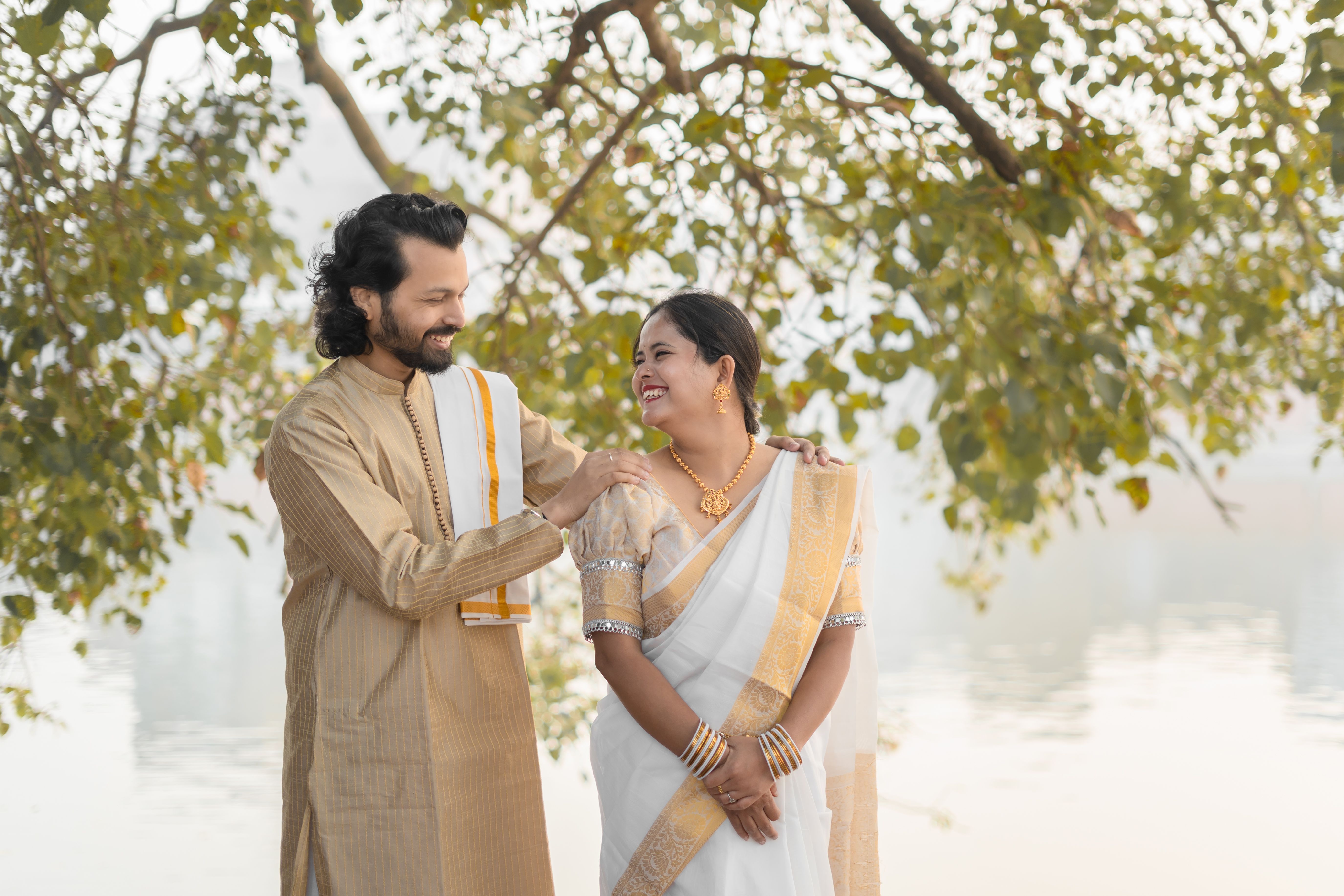 Traditional Indian Couple in Elegant Attire Outdoors · Free Stock Photo