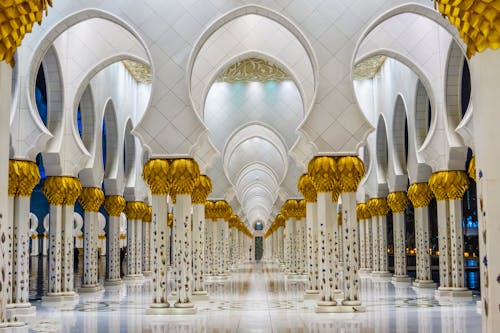 Columns and Arches Painted in Gold and White