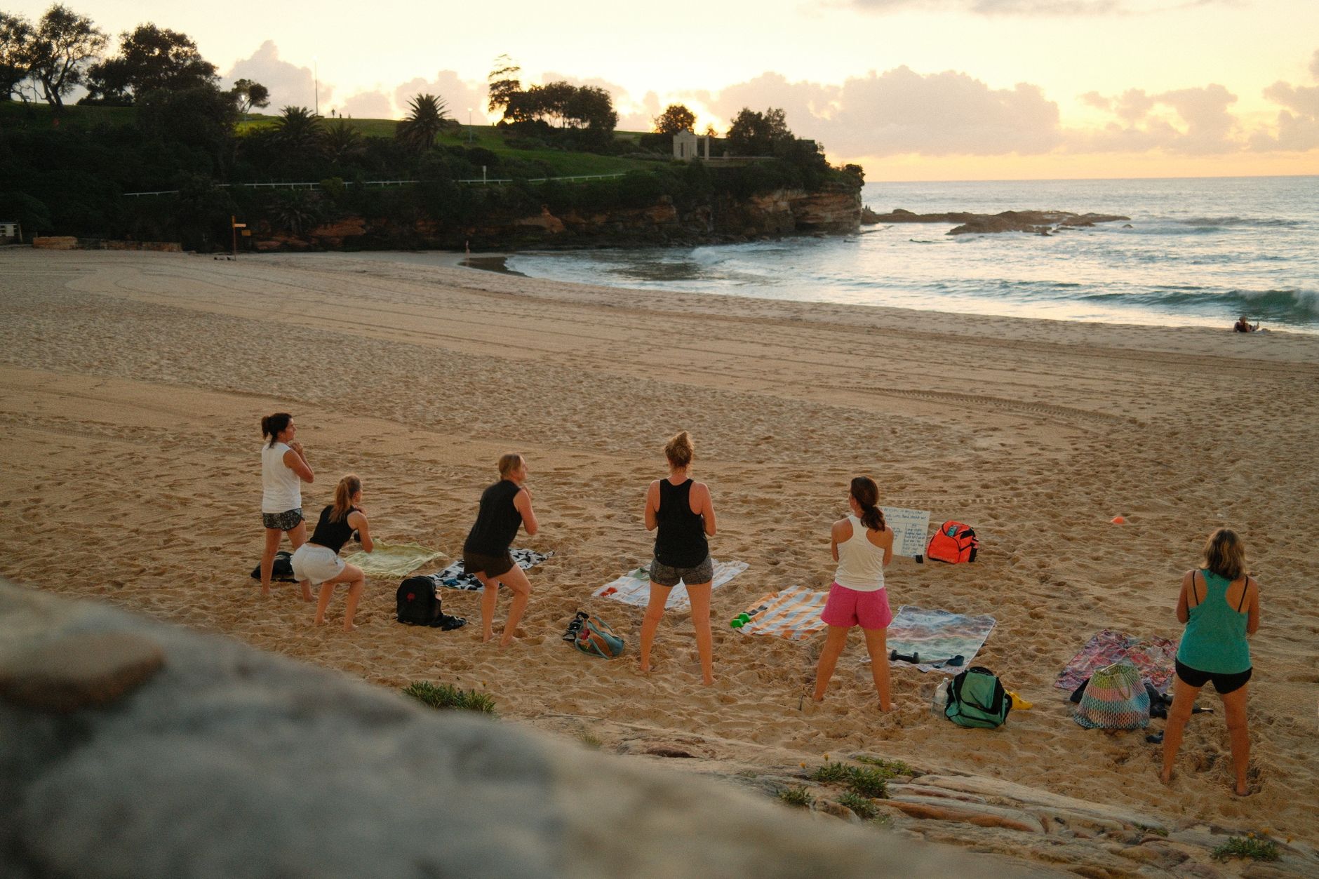 Runners socializing after workout session