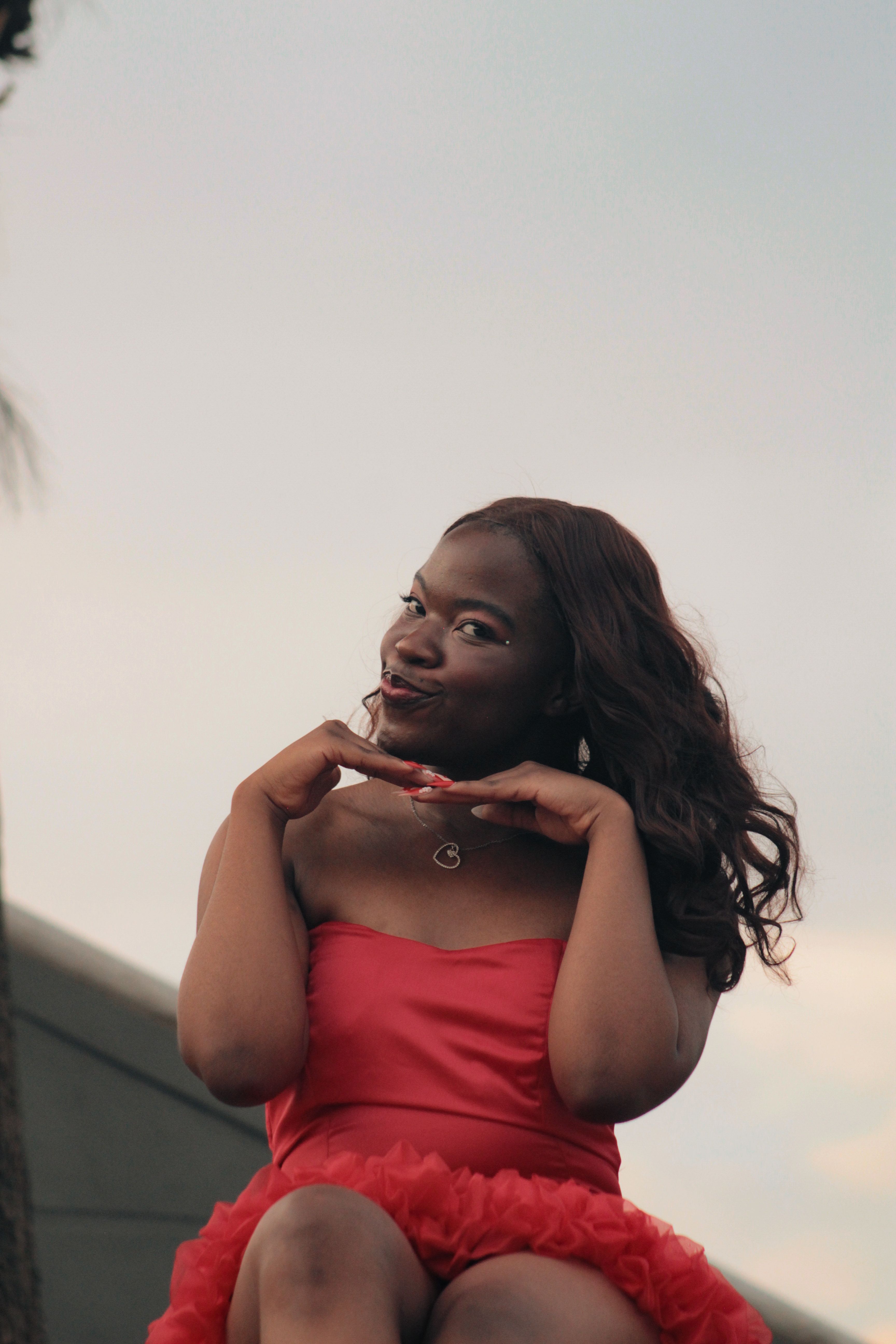 Portrait of Woman in Red Dress Outdoor Setting · Free Stock Photo