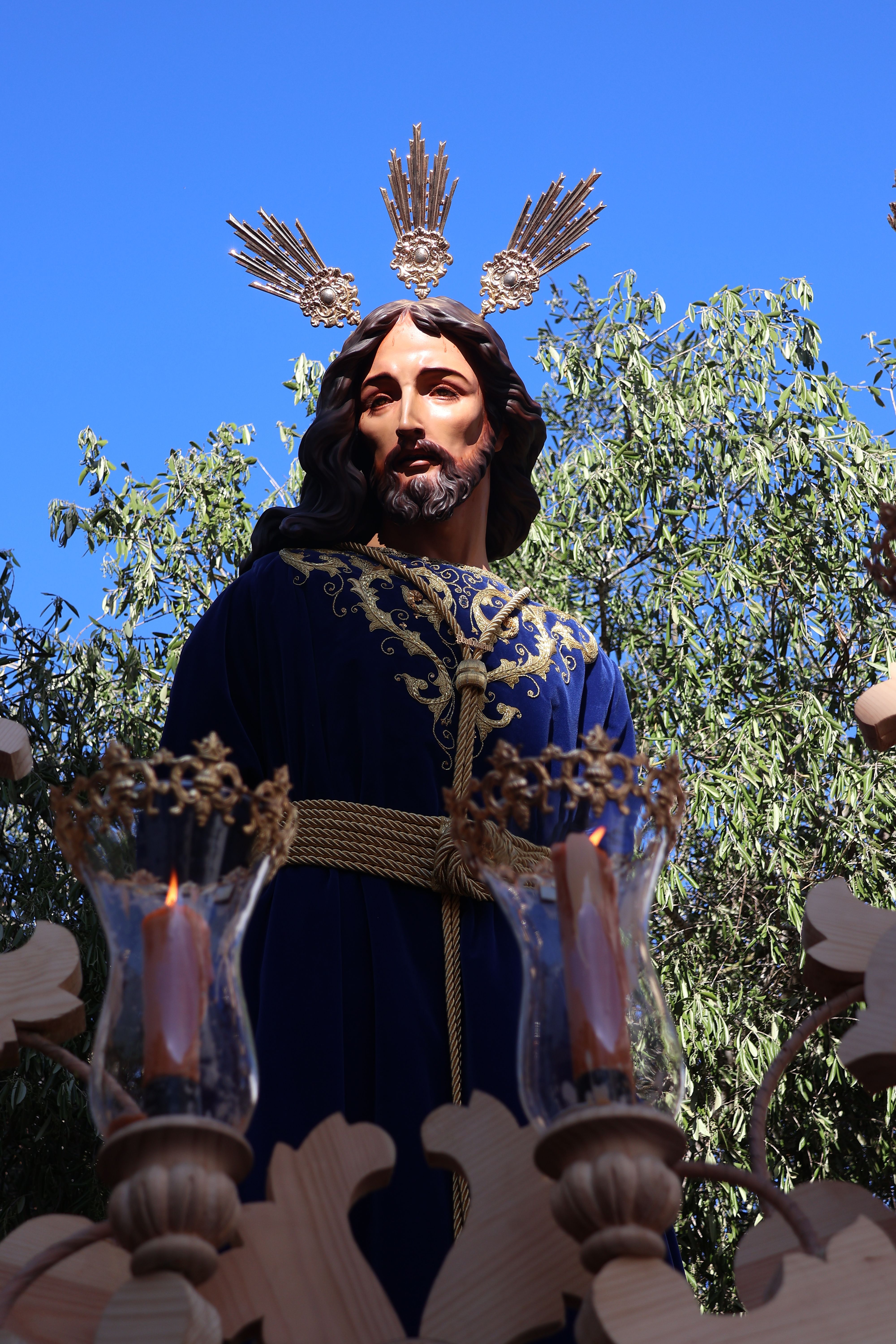 Statue of Jesus during Semana Santa procession in El Puerto de Santa María, Spain.