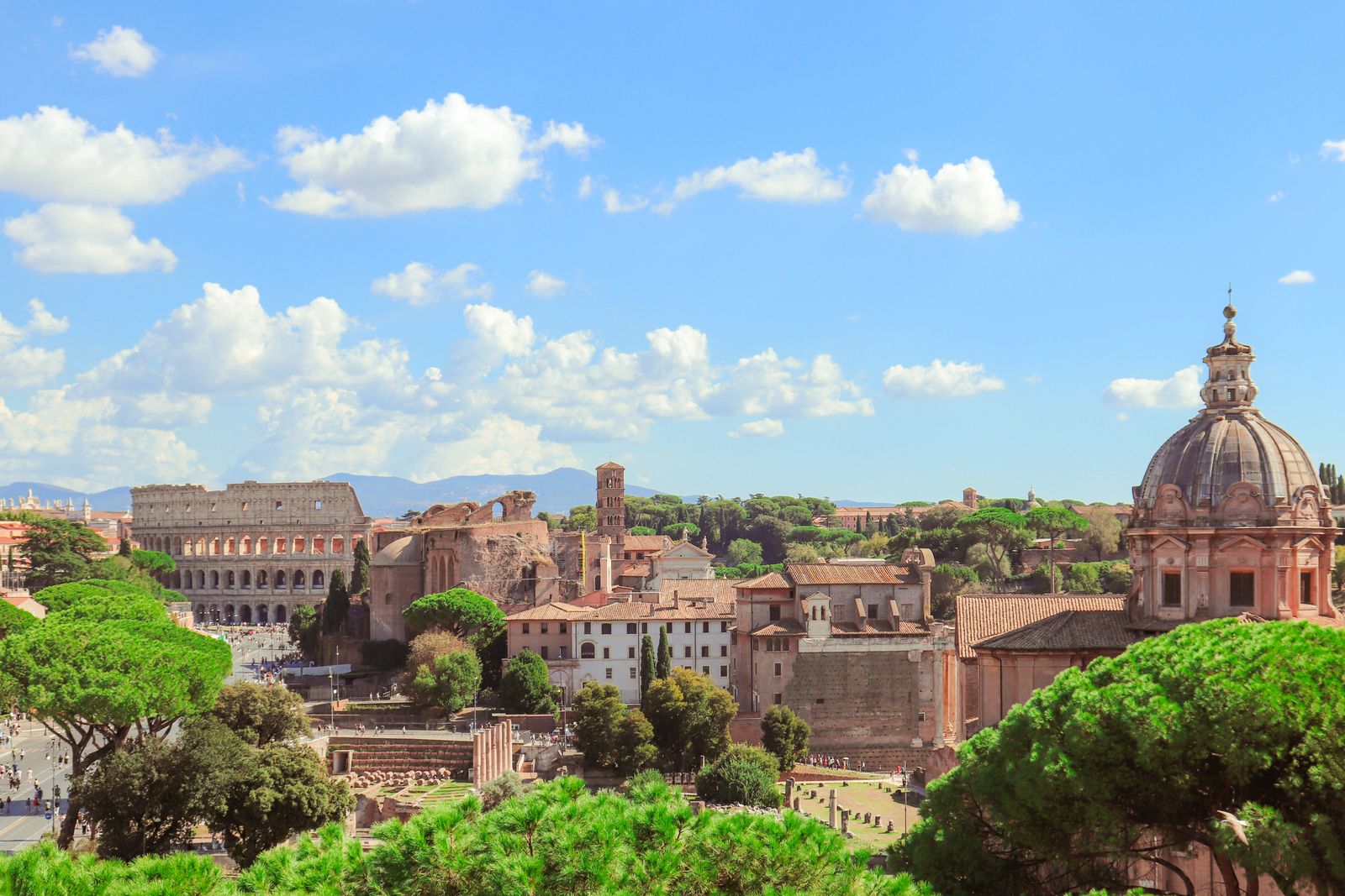 View Of Rome Scenic View of Rome with Colosseum in Background · Free Stock Photo
