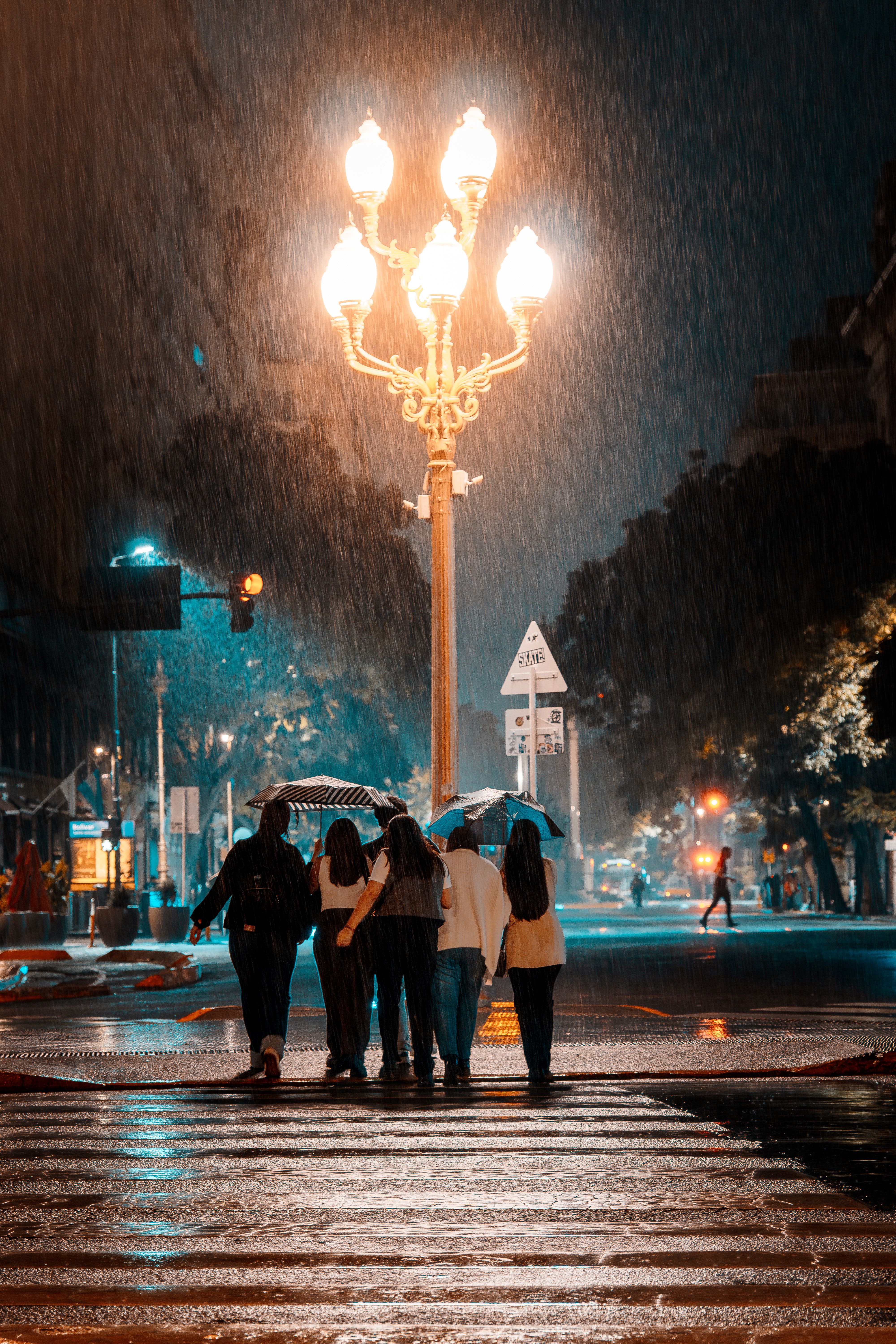 Rainy Night Street Scene in Buenos Aires · Free Stock Photo