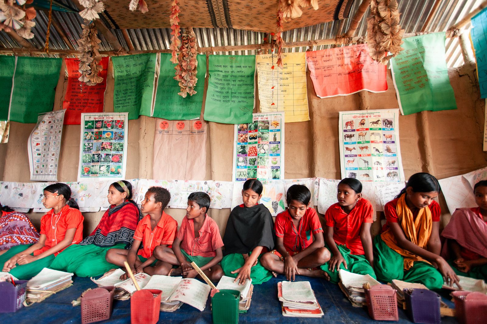 Students learning together in a Bangladeshi classroom