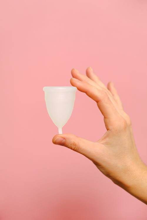 Free Person Holding White Menstrual Cup Stock Photo