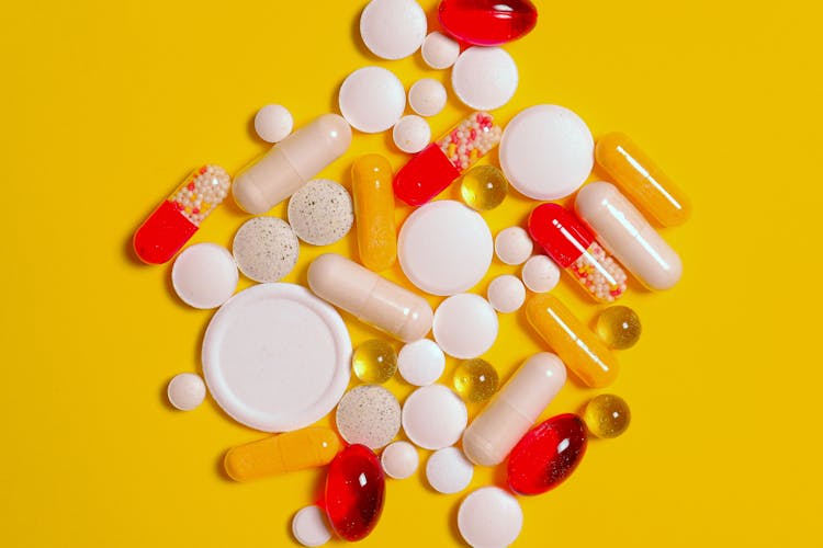 Bunch Of White Round Medication Tablets