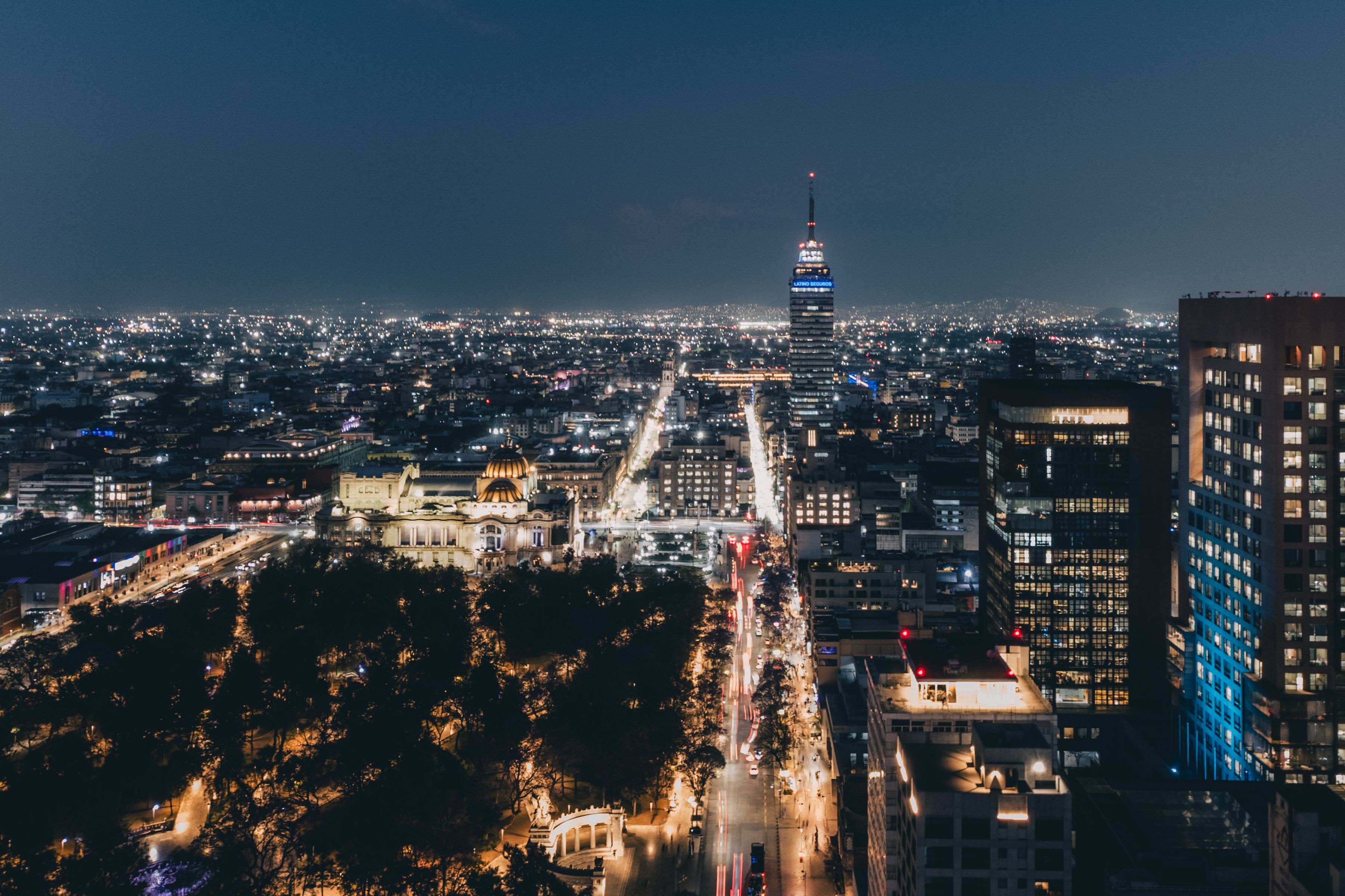 Aerial Night View of Mexico City Skyline · Free Stock Photo