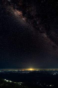 A breathtaking view of the Milky Way galaxy above Haputale in Sri Lanka, captured on a clear night.