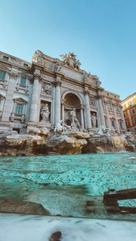 Captivating image of the Trevi Fountain's intricate sculptures and crystal-clear water in Rome.