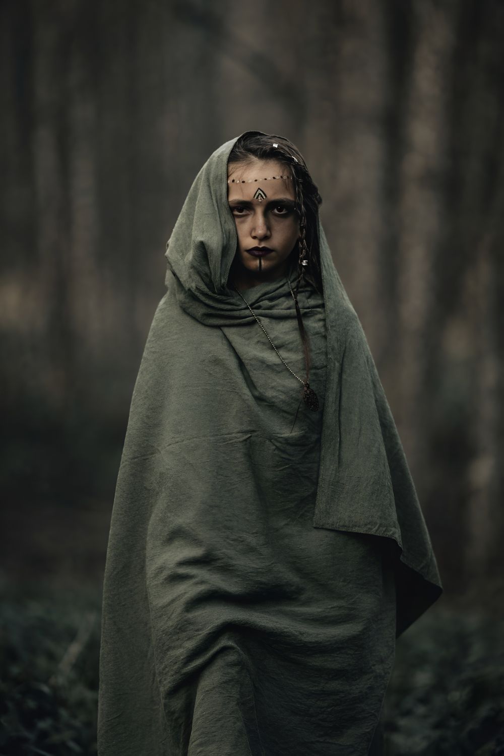 Mysterious Woman in Dark Enchanted Forest · Free Stock Photo