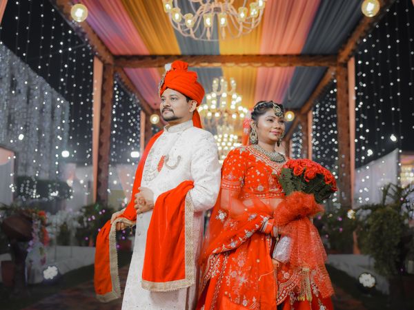 Couple at nighttime wedding ceremony
